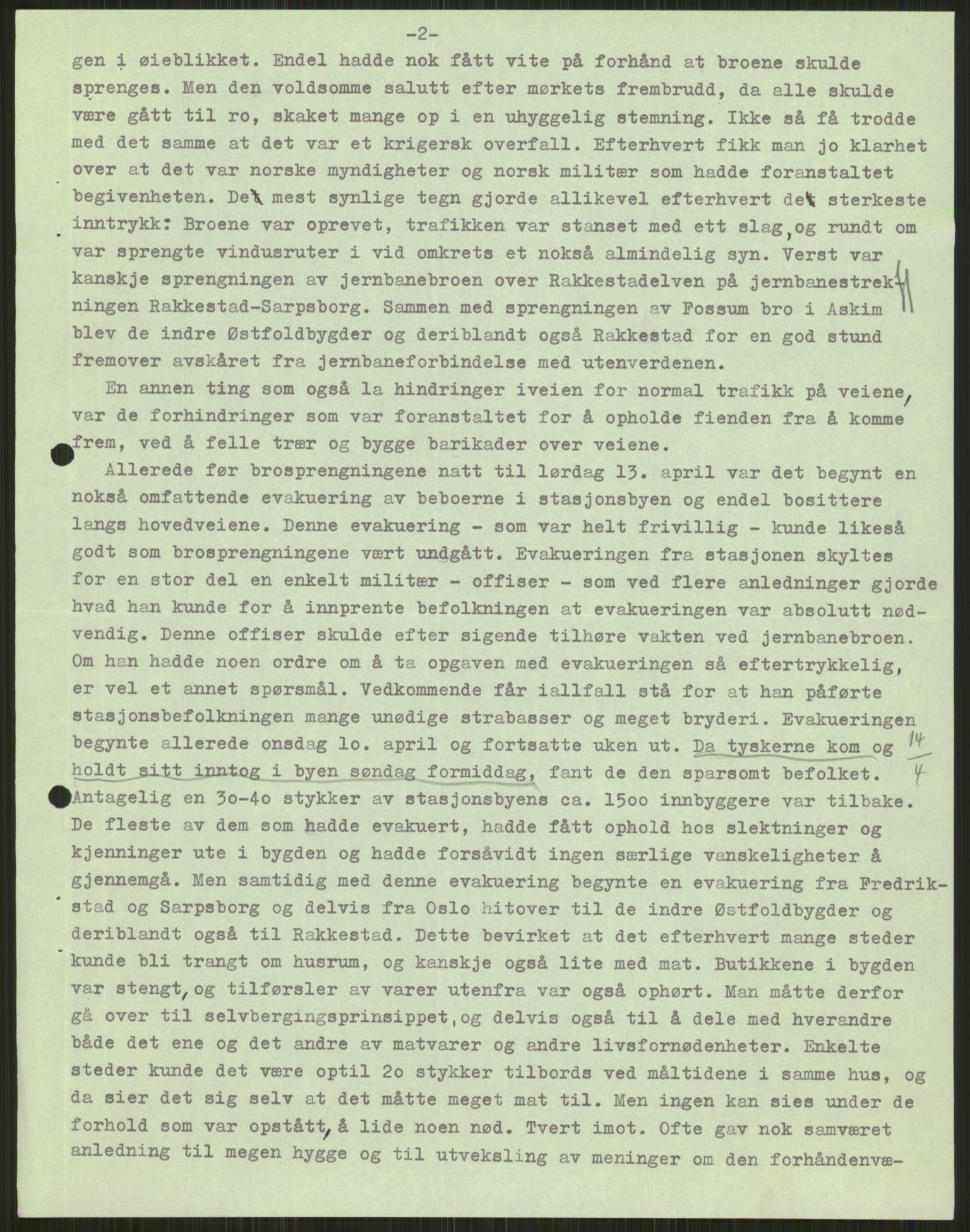 Forsvaret, Forsvarets krigshistoriske avdeling, AV/RA-RAFA-2017/Y/Ya/L0013: II-C-11-31 - Fylkesmenn.  Rapporter om krigsbegivenhetene 1940., 1940, s. 119