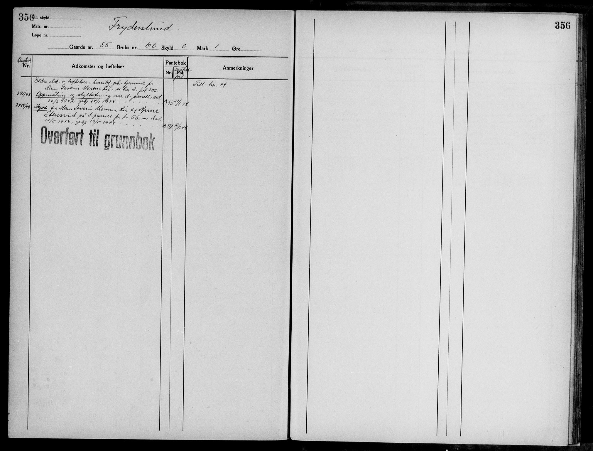 Midhordland sorenskriveri, AV/SAB-A-3001/1/G/Ga/Gab/L0117: Panteregister nr. II.A.b.117, s. 356