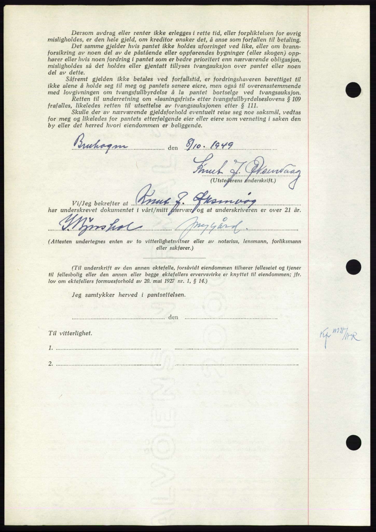 Nordmøre sorenskriveri, AV/SAT-A-4132/1/2/2Ca: Pantebok nr. B102, 1949-1949, Dagboknr: 2872/1949