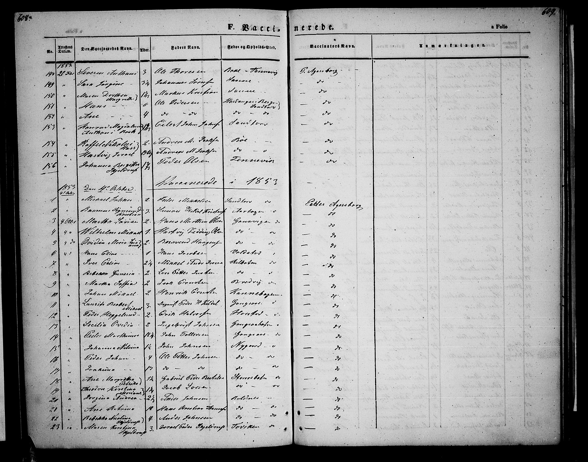 Trondenes sokneprestkontor, AV/SATØ-S-1319/H/Hb/L0006klokker: Klokkerbok nr. 6, 1845-1855, s. 608-609