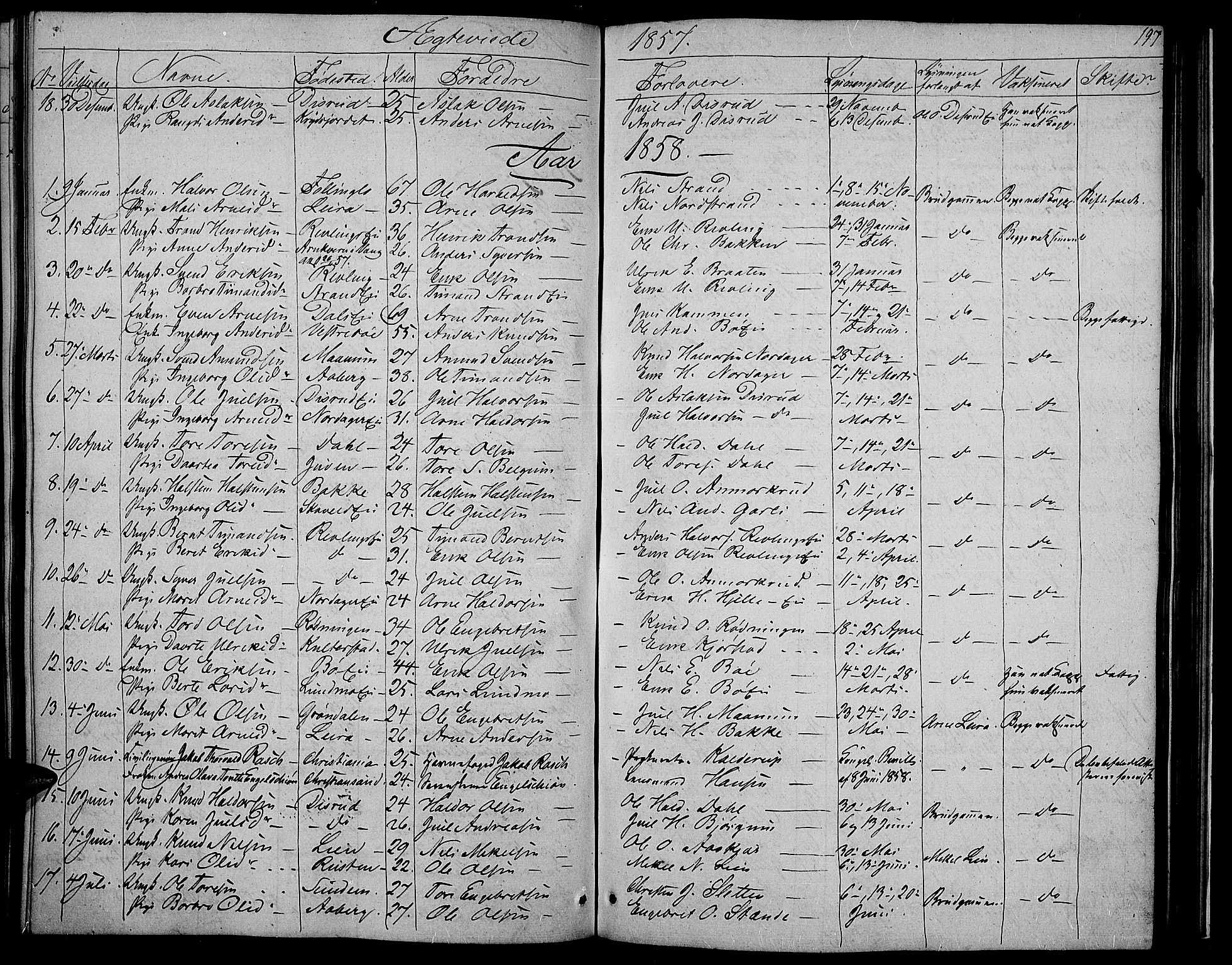 Nord-Aurdal prestekontor, AV/SAH-PREST-132/H/Ha/Hab/L0002: Klokkerbok nr. 2, 1842-1877, s. 197