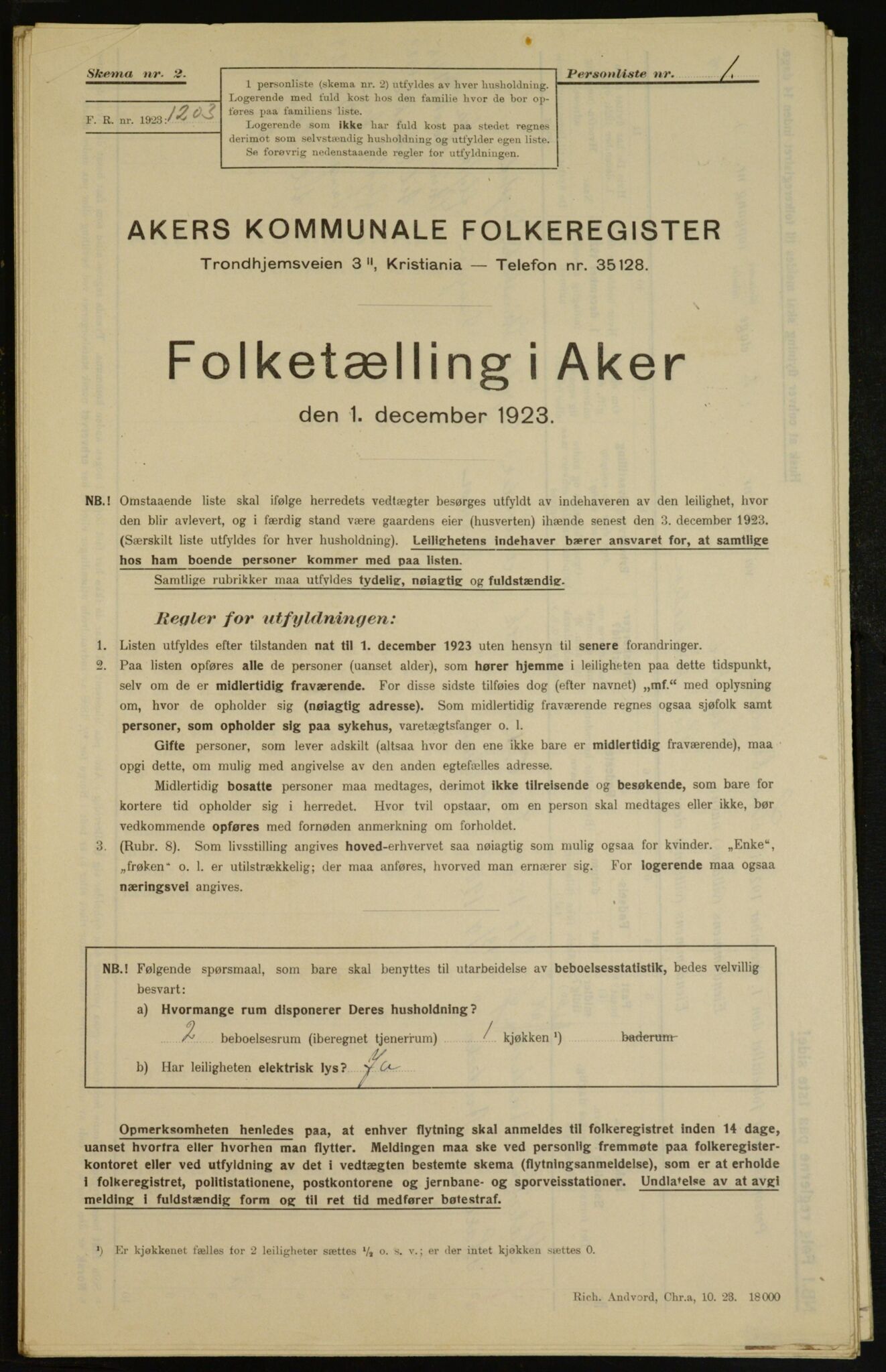 , Kommunal folketelling 1.12.1923 for Aker, 1923, s. 7261