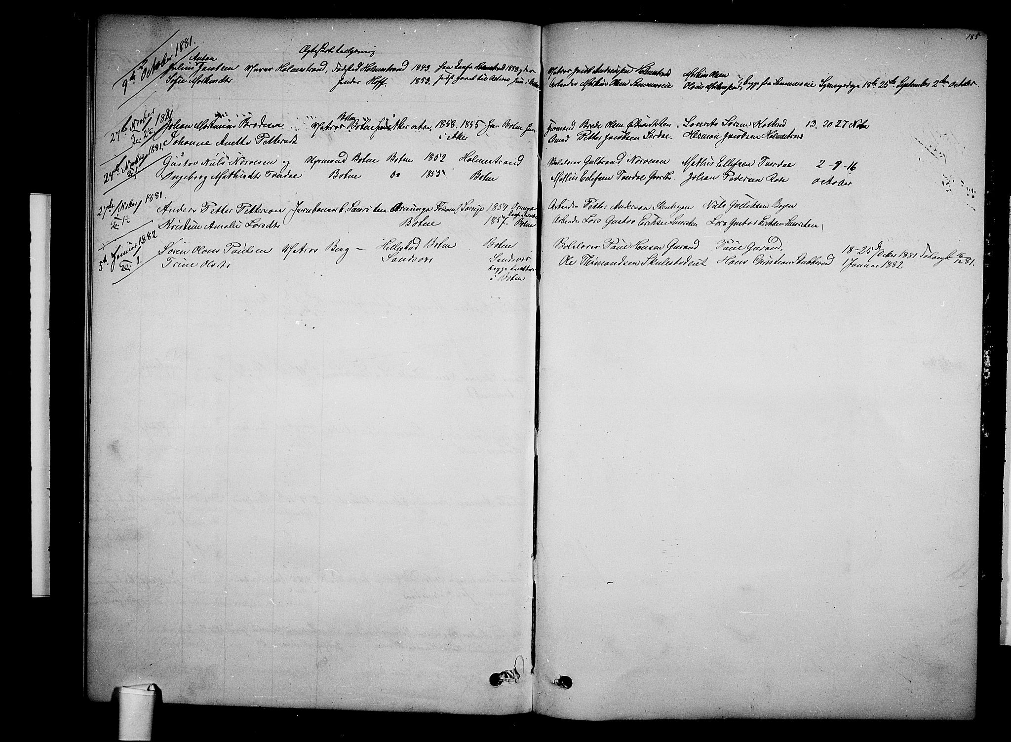 Botne kirkebøker, SAKO/A-340/G/Ga/L0002: Klokkerbok nr. I 2, 1867-1880, s. 185