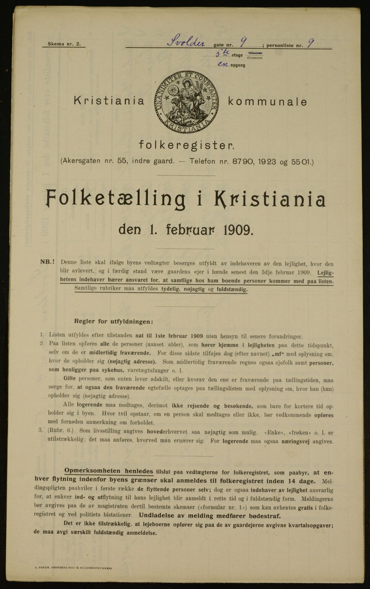 OBA, Kommunal folketelling 1.2.1909 for Kristiania kjøpstad, 1909, s. 96120