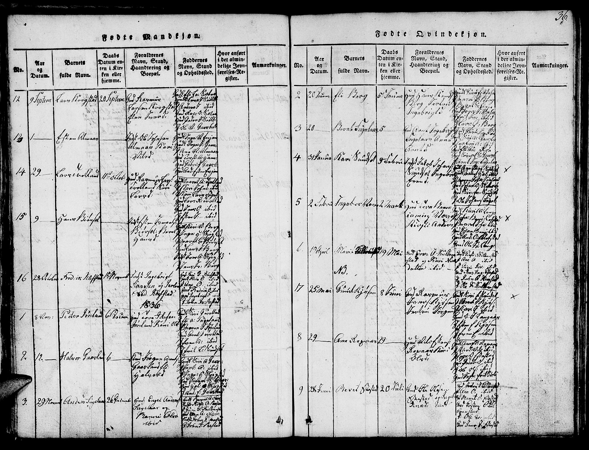 Ministerialprotokoller, klokkerbøker og fødselsregistre - Sør-Trøndelag, AV/SAT-A-1456/694/L1130: Klokkerbok nr. 694C02, 1816-1857, s. 36