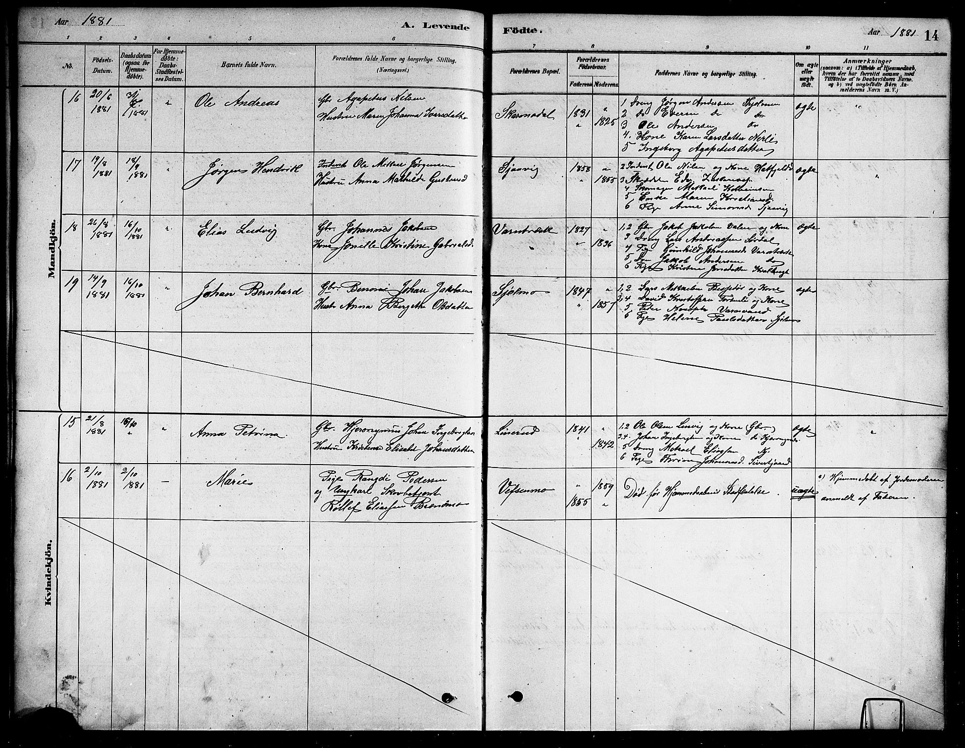 Ministerialprotokoller, klokkerbøker og fødselsregistre - Nordland, AV/SAT-A-1459/823/L0330: Klokkerbok nr. 823C02, 1879-1916, s. 14