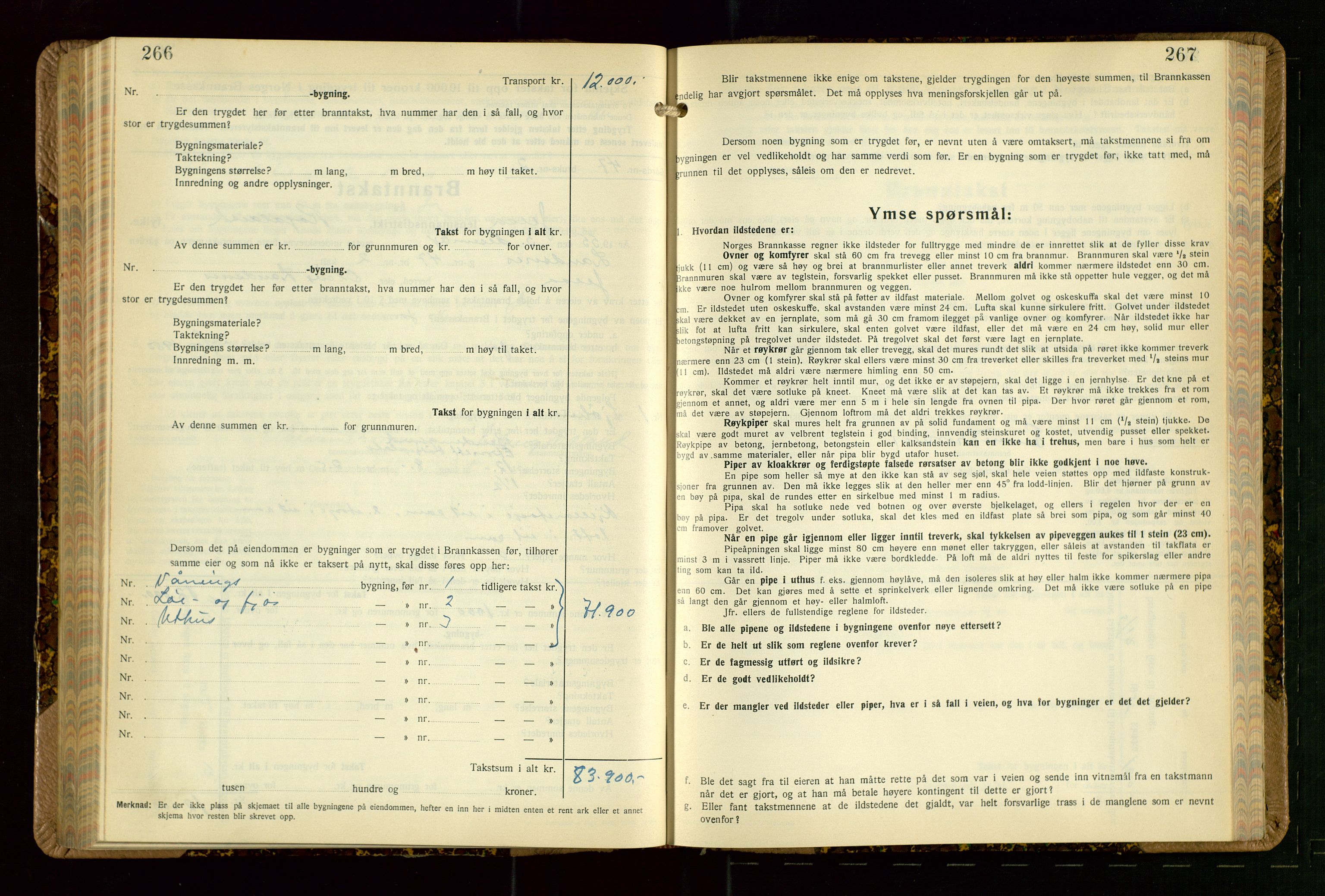 Jelsa lensmannskontor, AV/SAST-A-100360/Gob/L0003: "Branntakstprotokoll", 1942-1955, s. 266-267