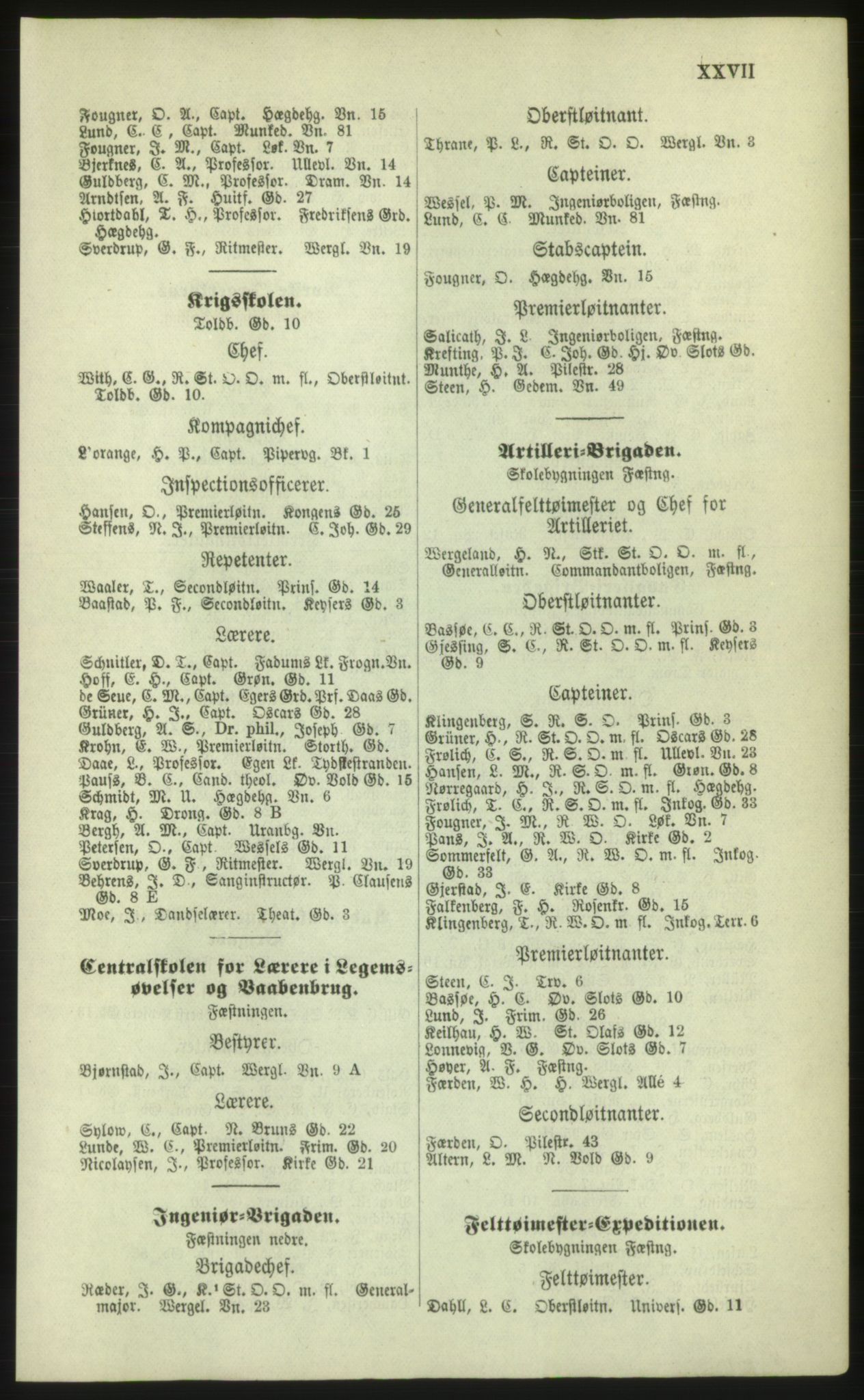 Kristiania/Oslo adressebok, PUBL/-, 1879, s. XXVII