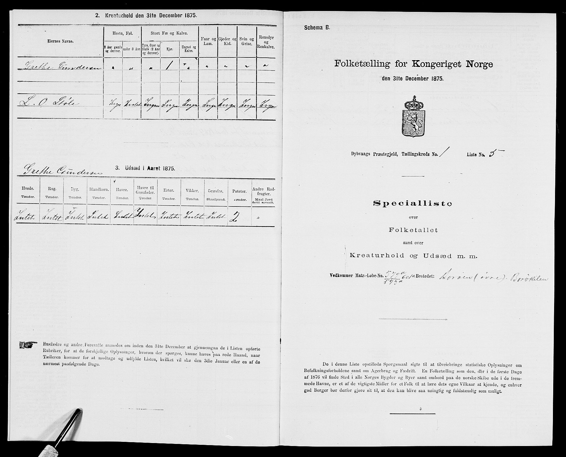 SAK, Folketelling 1875 for 0915P Dypvåg prestegjeld, 1875, s. 69