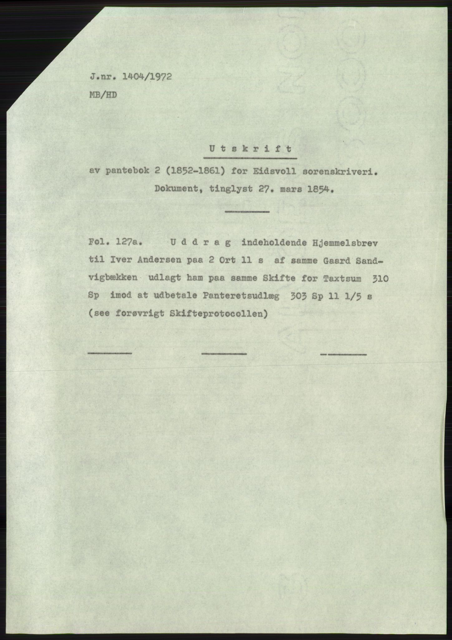 Statsarkivet i Oslo, SAO/A-10621/Z/Zd/L0031: Avskrifter, j.nr 22-2461/1972, 1972, s. 251