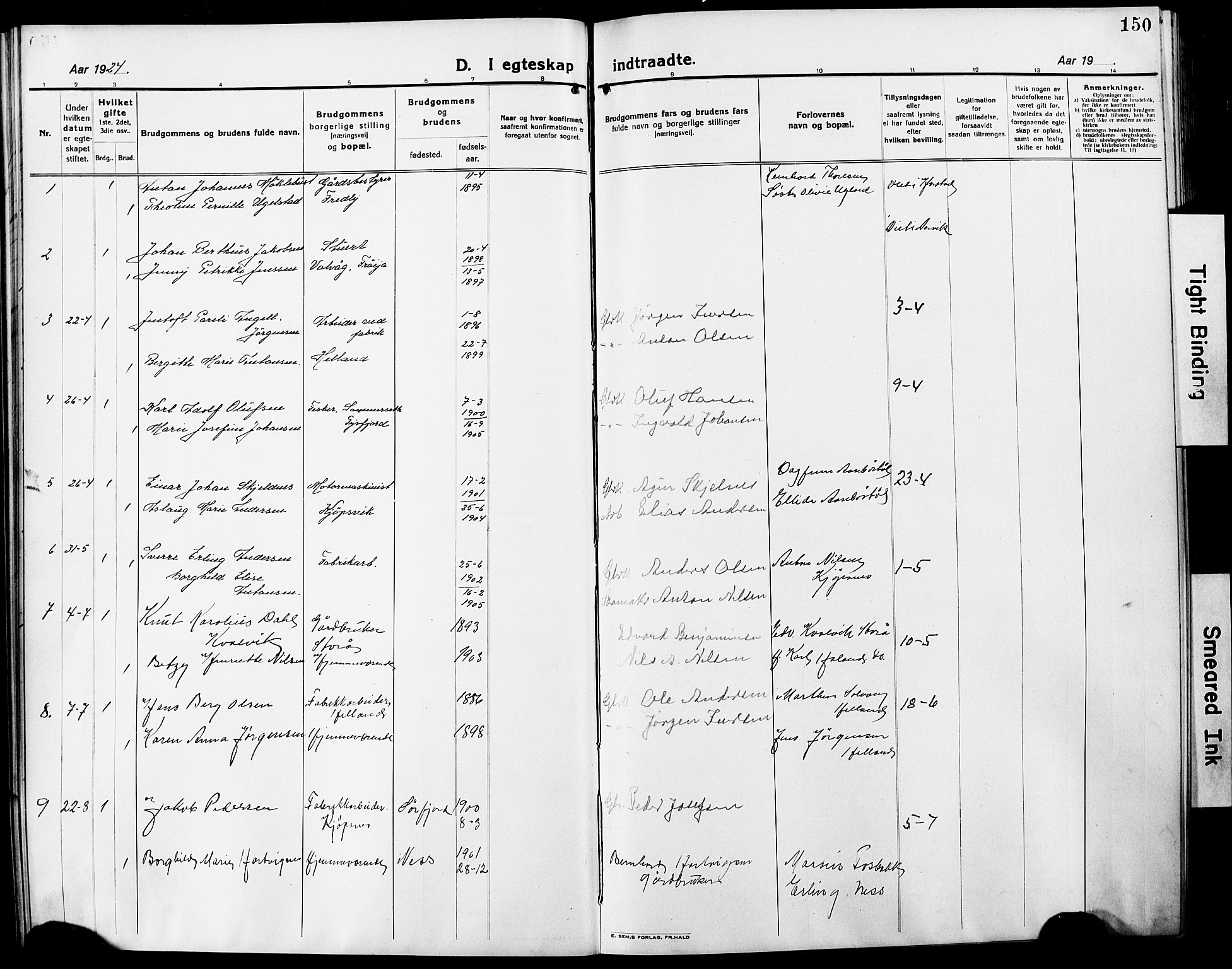 Ministerialprotokoller, klokkerbøker og fødselsregistre - Nordland, AV/SAT-A-1459/861/L0878: Klokkerbok nr. 861C04, 1917-1928, s. 150