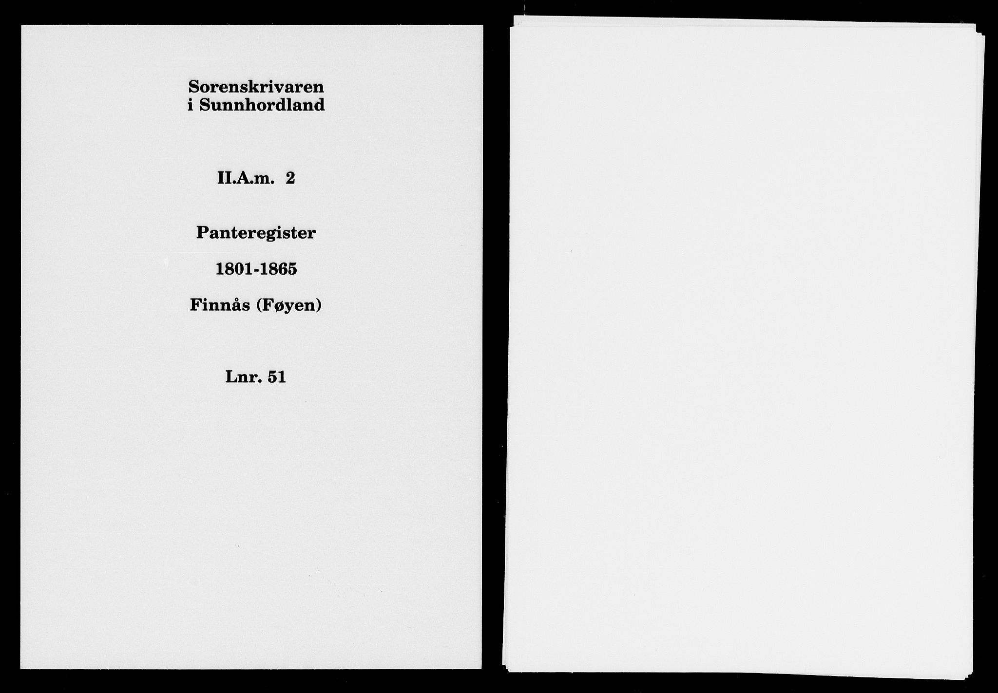 Sunnhordland sorenskrivar, SAB/A-2401/1/G/Ga/Gam/L0002: Panteregister nr. II.A.m.2, 1801-1865