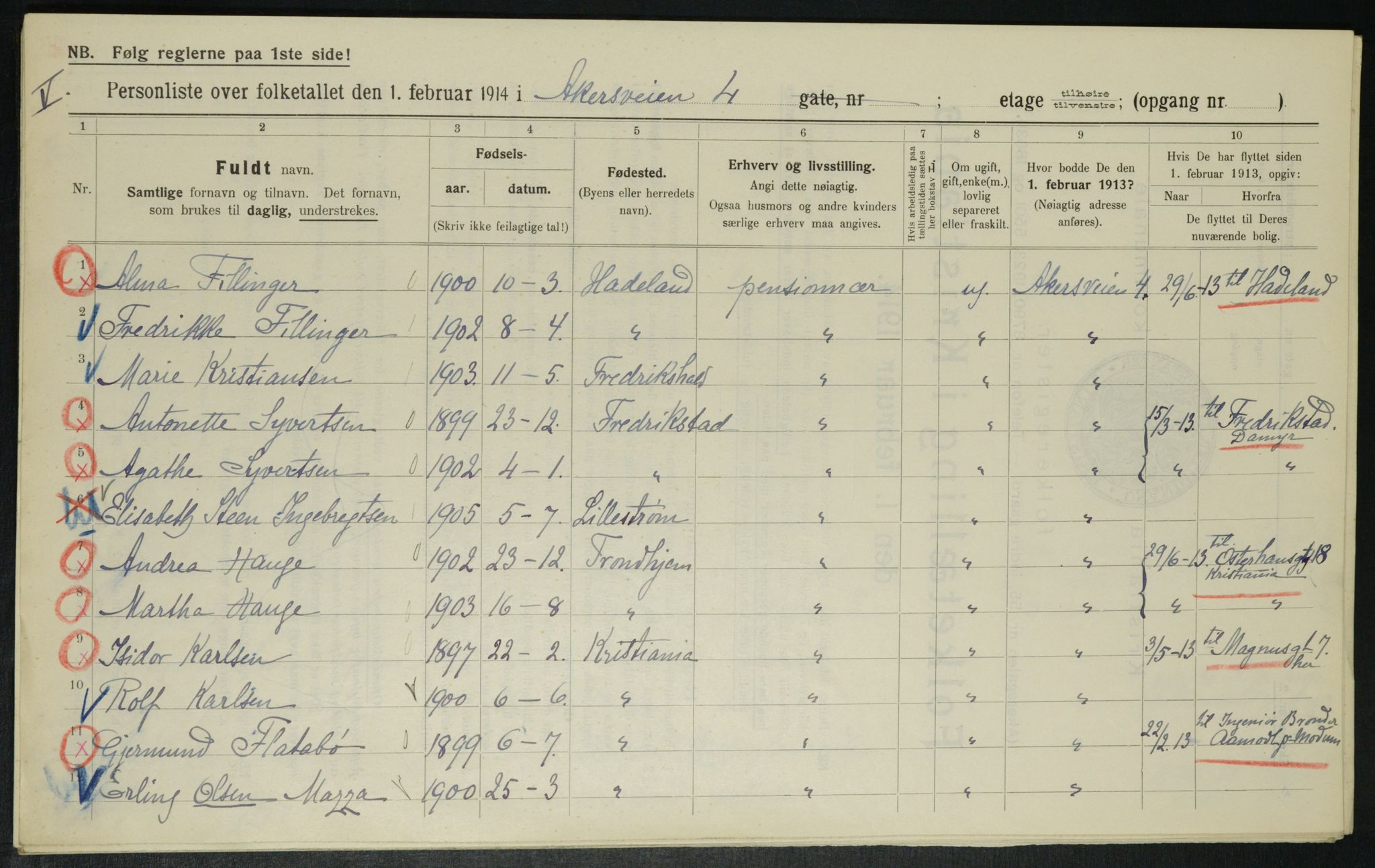 OBA, Kommunal folketelling 1.2.1914 for Kristiania, 1914, s. 804