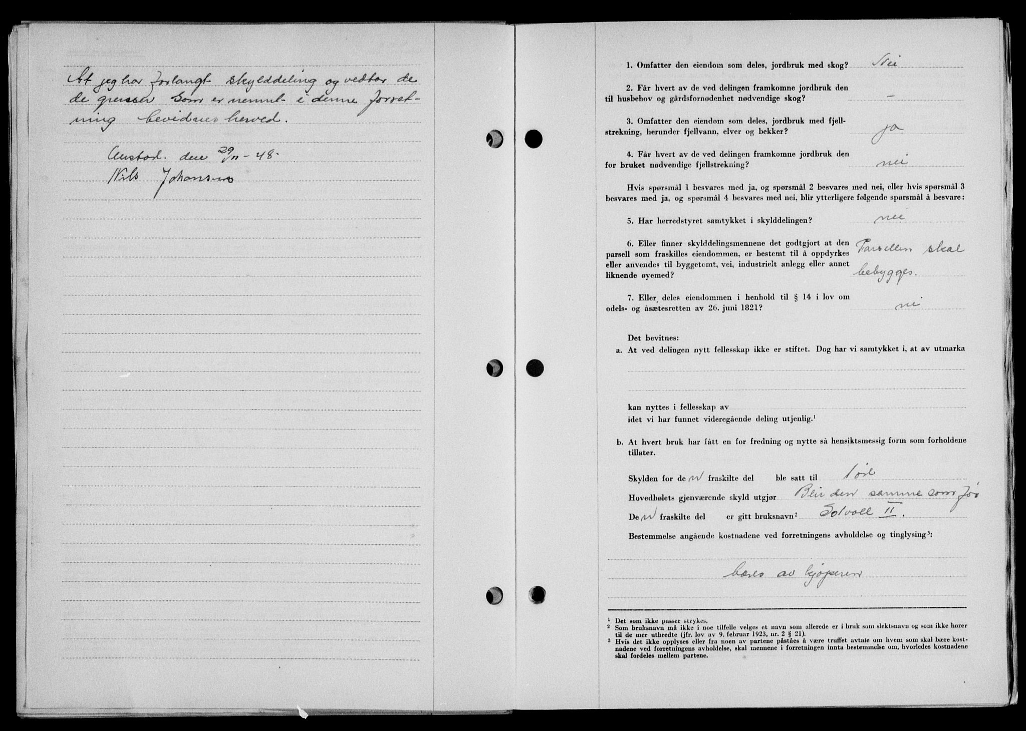 Lofoten sorenskriveri, SAT/A-0017/1/2/2C/L0020a: Pantebok nr. 20a, 1948-1949, Dagboknr: 2802/1948