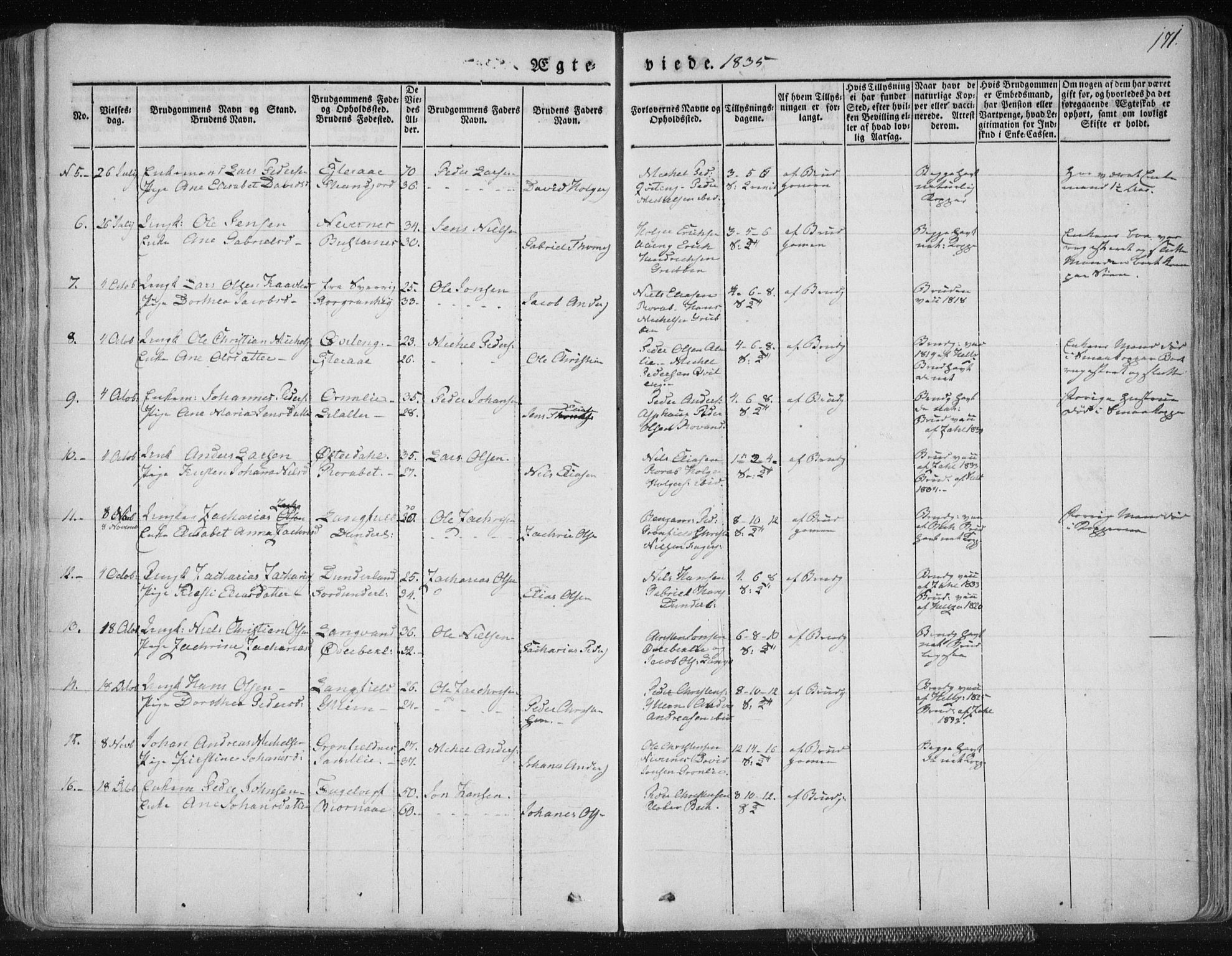 Ministerialprotokoller, klokkerbøker og fødselsregistre - Nordland, AV/SAT-A-1459/827/L0390: Ministerialbok nr. 827A02, 1826-1841, s. 171