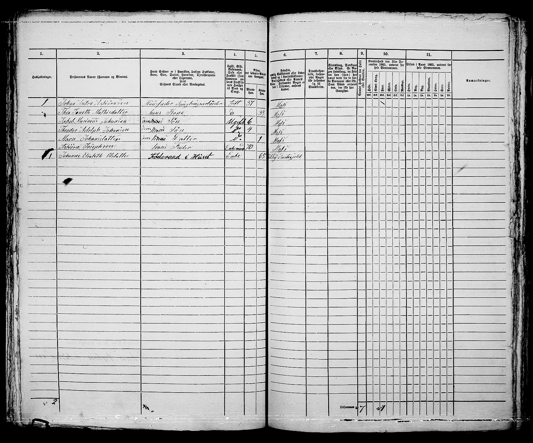 RA, Folketelling 1865 for 0104B Moss prestegjeld, Moss kjøpstad, 1865, s. 611