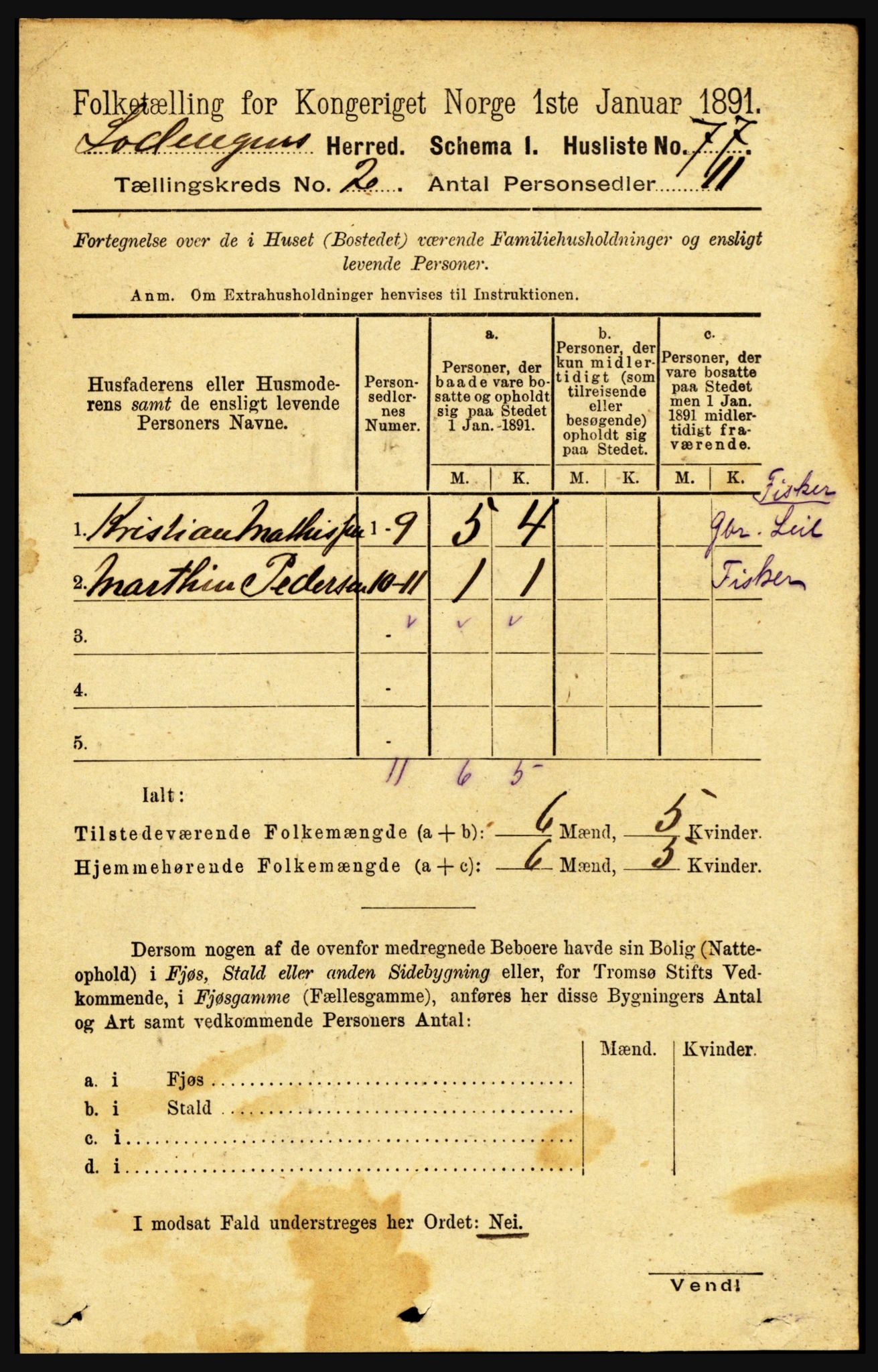 RA, Folketelling 1891 for 1851 Lødingen herred, 1891, s. 723