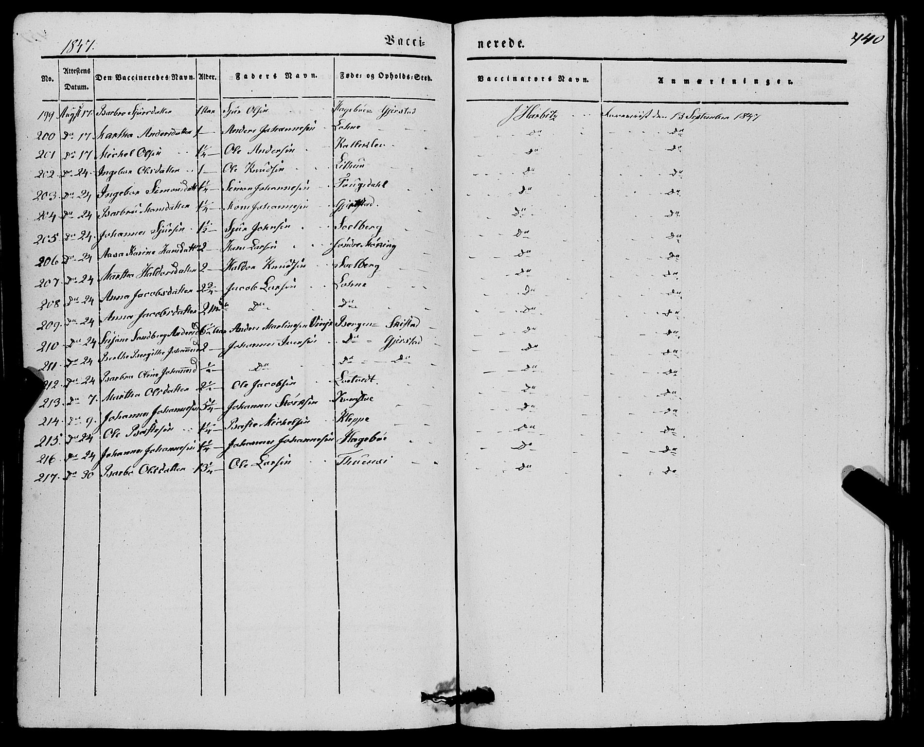 Haus sokneprestembete, SAB/A-75601/H/Haa: Ministerialbok nr. A 15, 1838-1847, s. 440