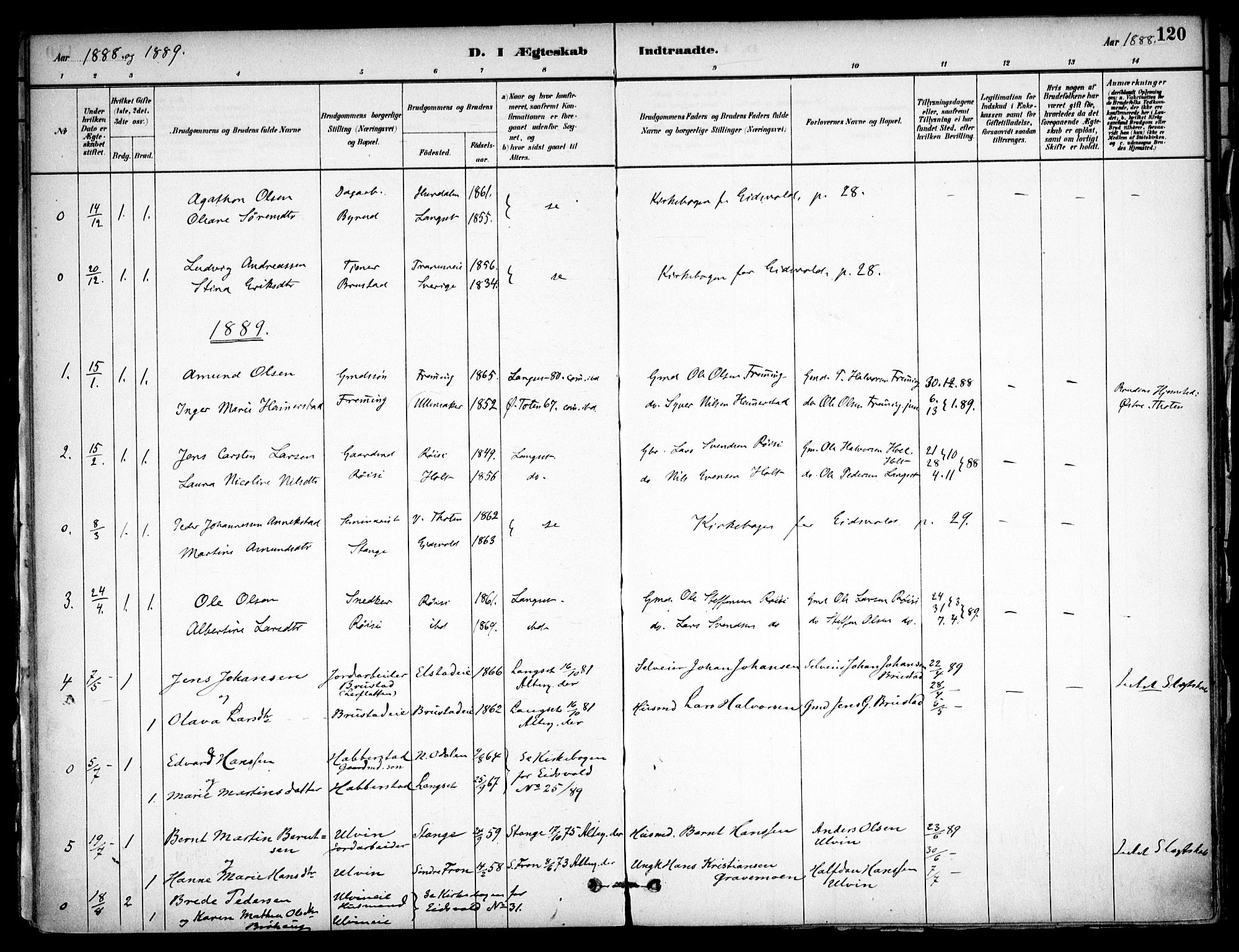 Eidsvoll prestekontor Kirkebøker, AV/SAO-A-10888/F/Fb/L0001: Ministerialbok nr. II 1, 1882-1897, s. 120