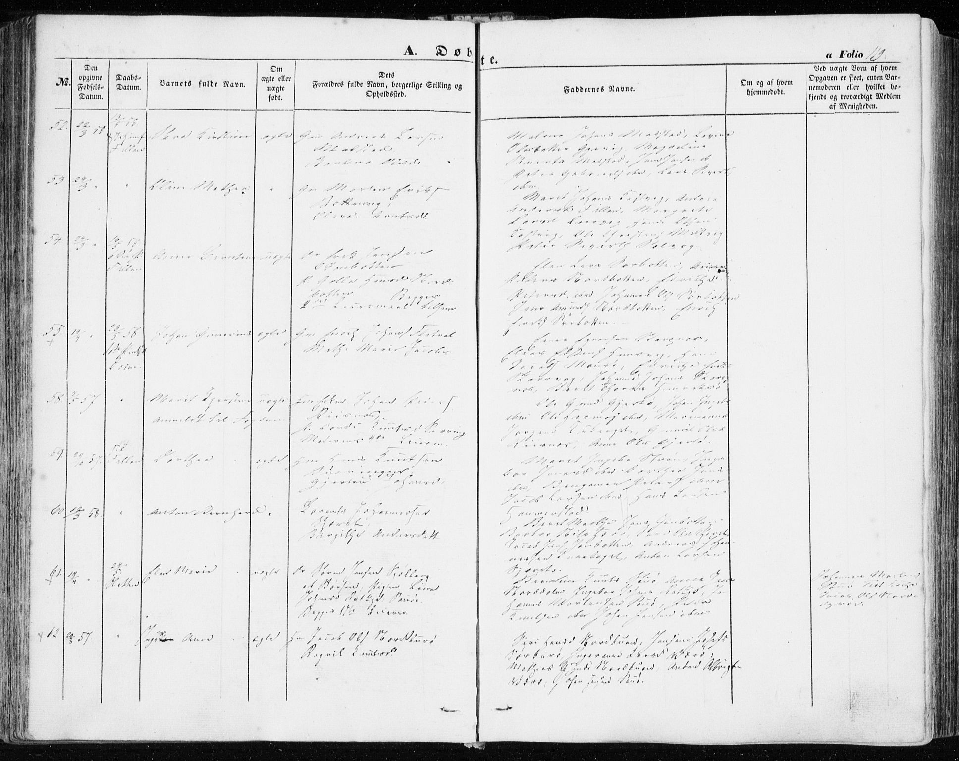 Ministerialprotokoller, klokkerbøker og fødselsregistre - Sør-Trøndelag, SAT/A-1456/634/L0530: Ministerialbok nr. 634A06, 1852-1860, s. 119