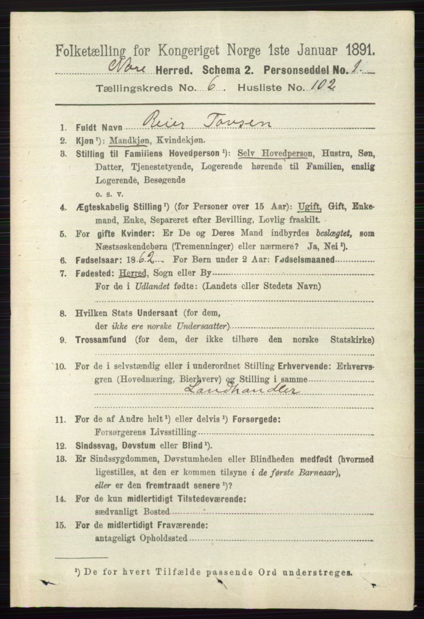 RA, Folketelling 1891 for 0633 Nore herred, 1891, s. 2559