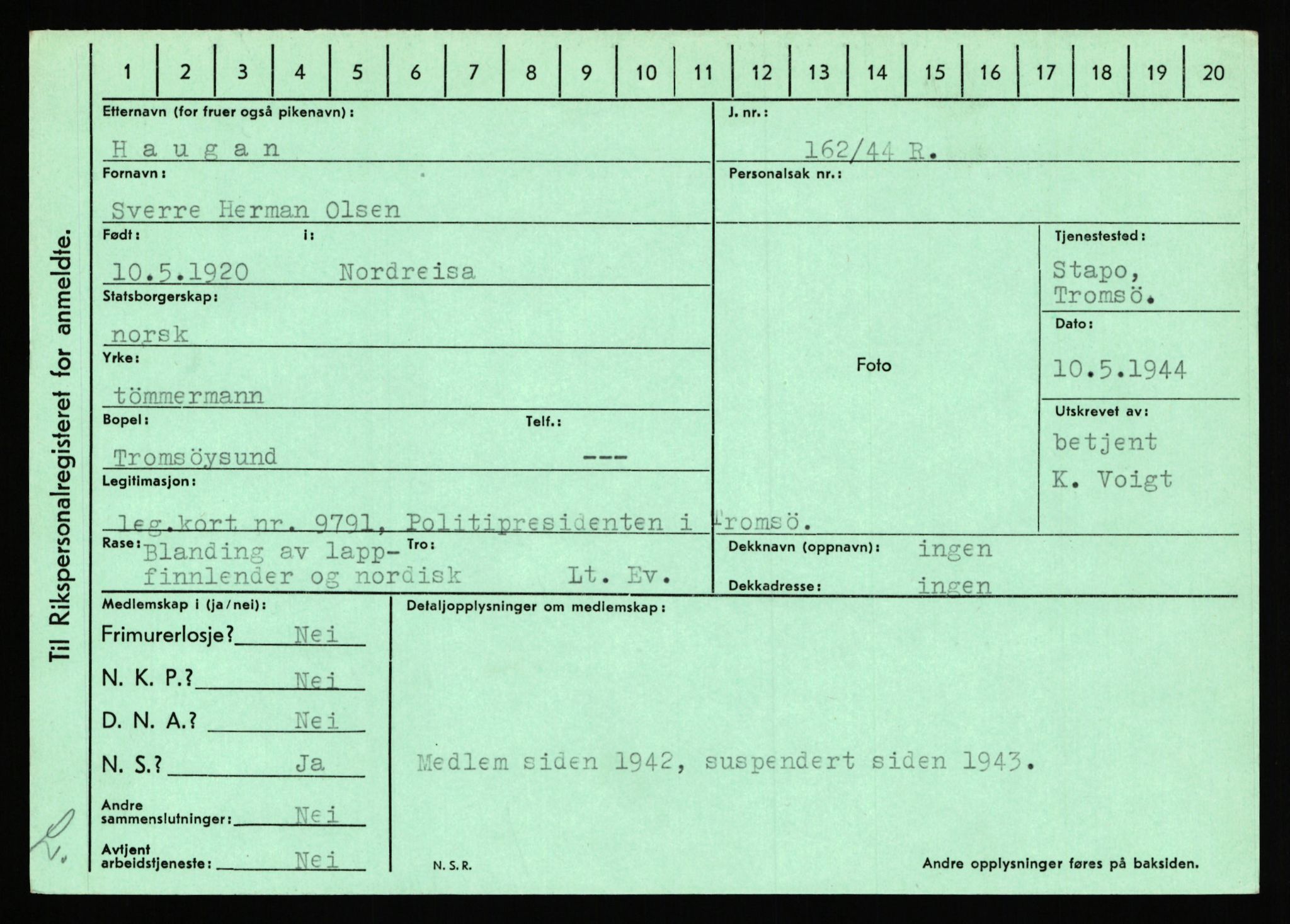 Statspolitiet - Hovedkontoret / Osloavdelingen, AV/RA-S-1329/C/Ca/L0006: Hanche - Hokstvedt, 1943-1945, s. 2223