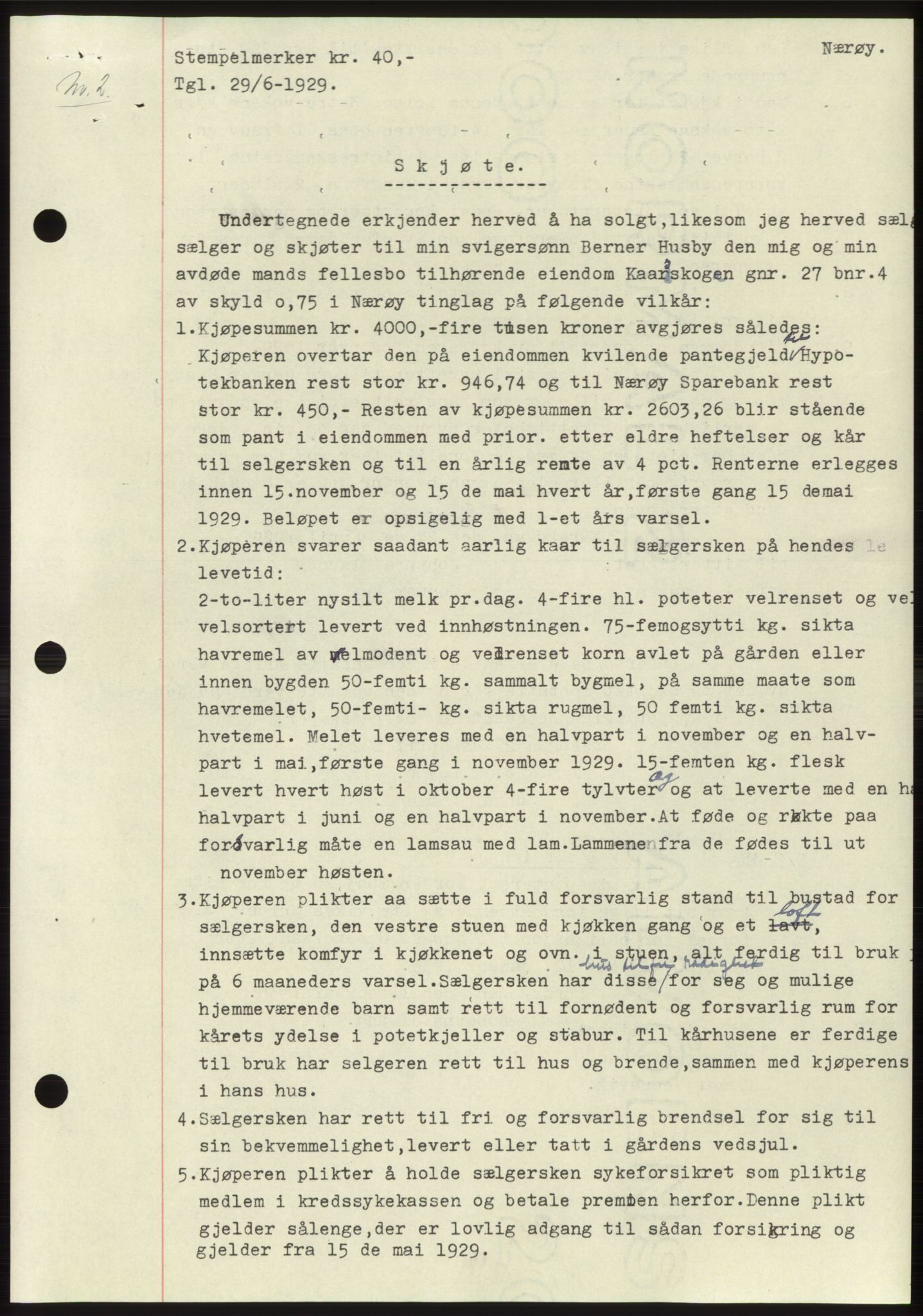 Namdal sorenskriveri, SAT/A-4133/1/2/2C: Pantebok nr. -, 1926-1930, Tingl.dato: 29.06.1929