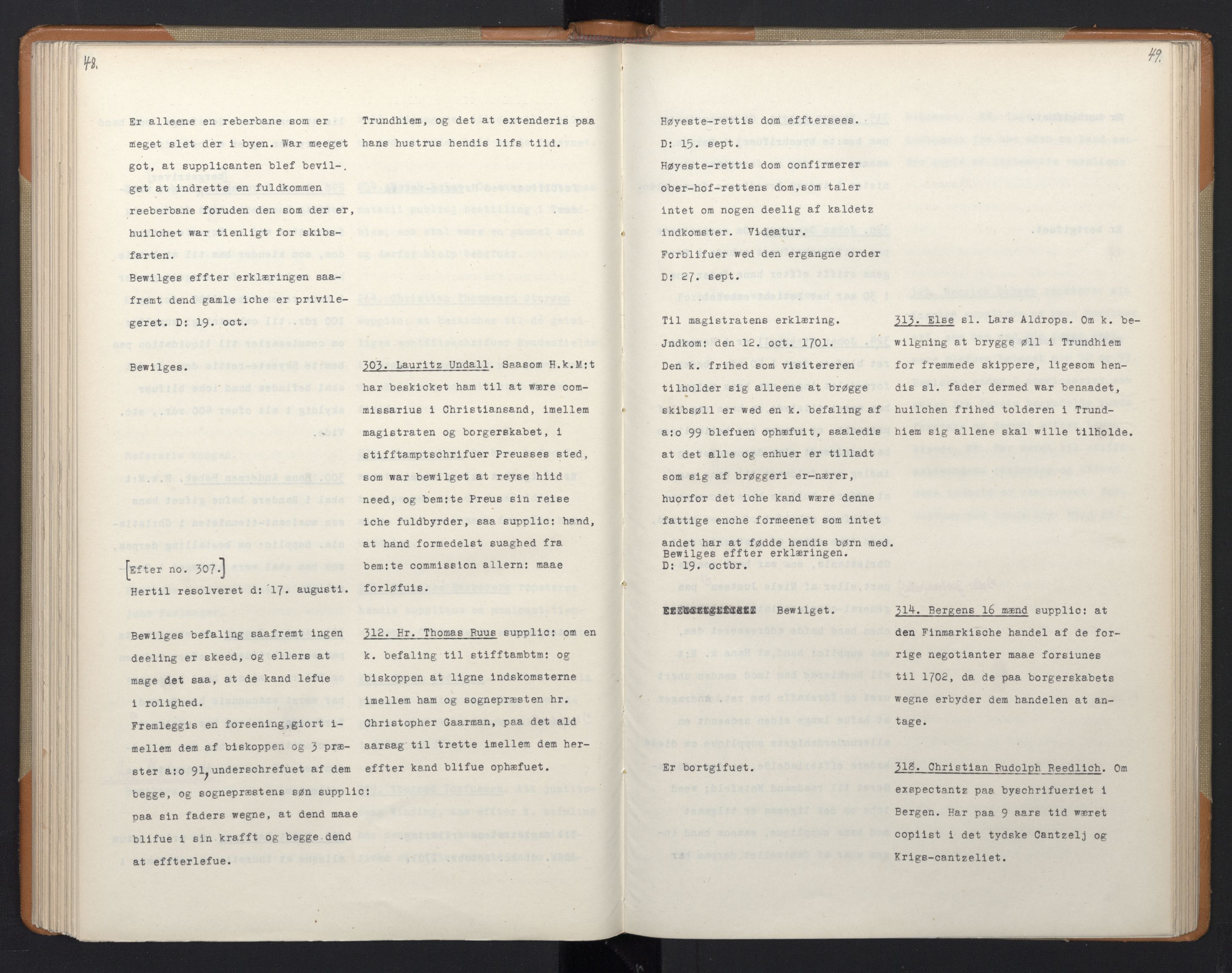 Avskriftsamlingen, AV/RA-EA-4022/F/Fa/L0069: Supplikker, 1701, s. 138