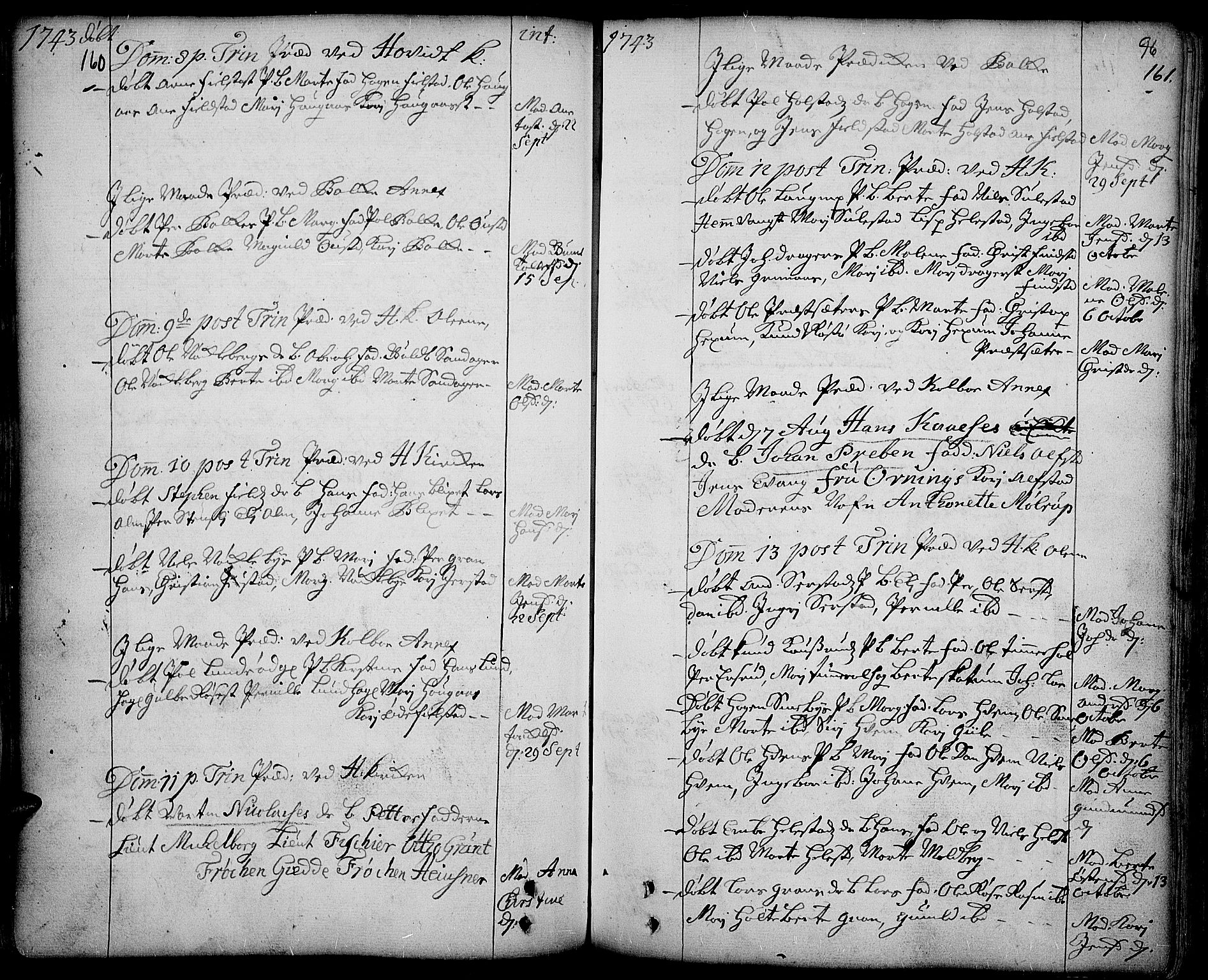 Toten prestekontor, AV/SAH-PREST-102/H/Ha/Haa/L0003: Ministerialbok nr. 3, 1734-1751, s. 160-161