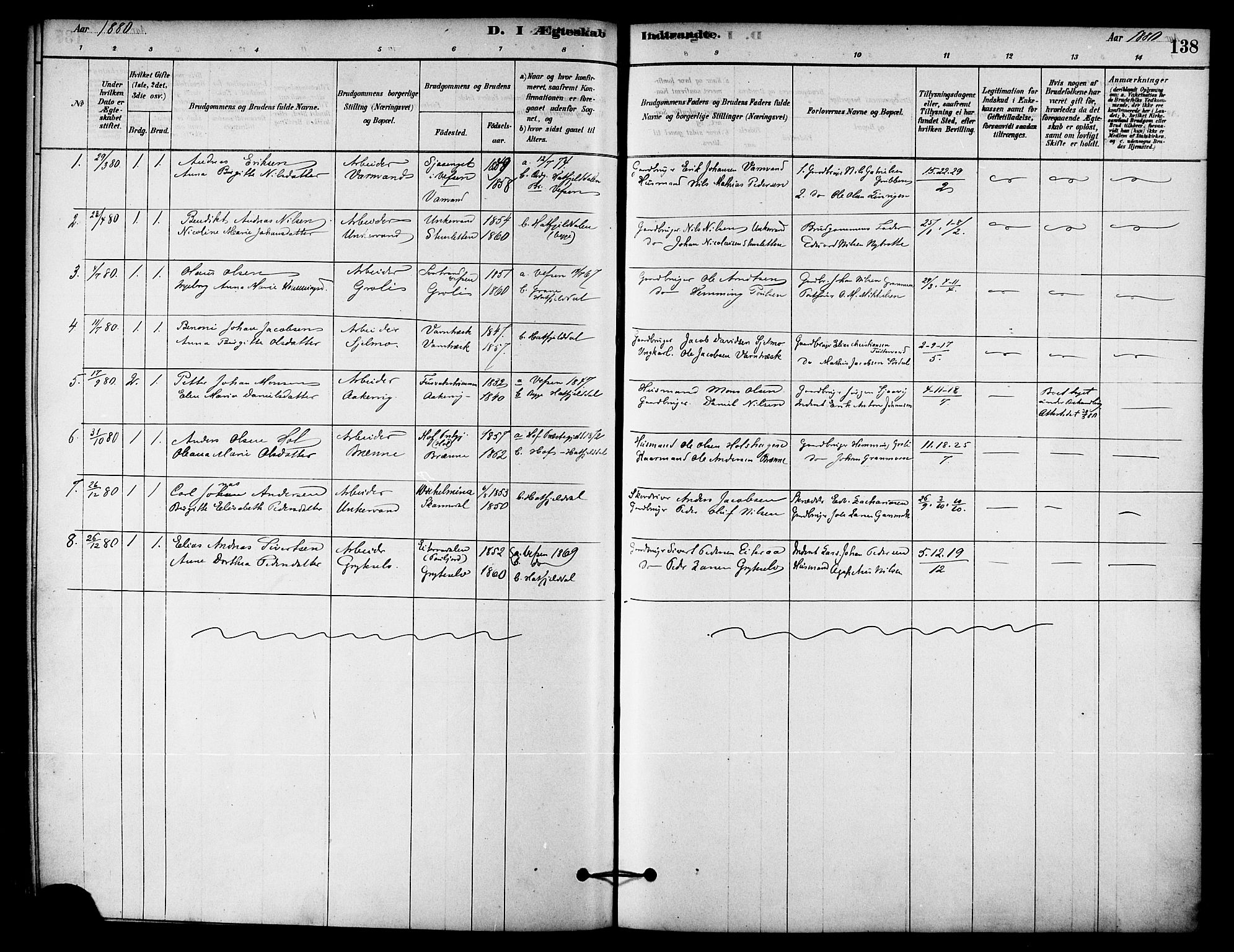 Ministerialprotokoller, klokkerbøker og fødselsregistre - Nordland, SAT/A-1459/823/L0325: Ministerialbok nr. 823A02, 1878-1898, s. 138
