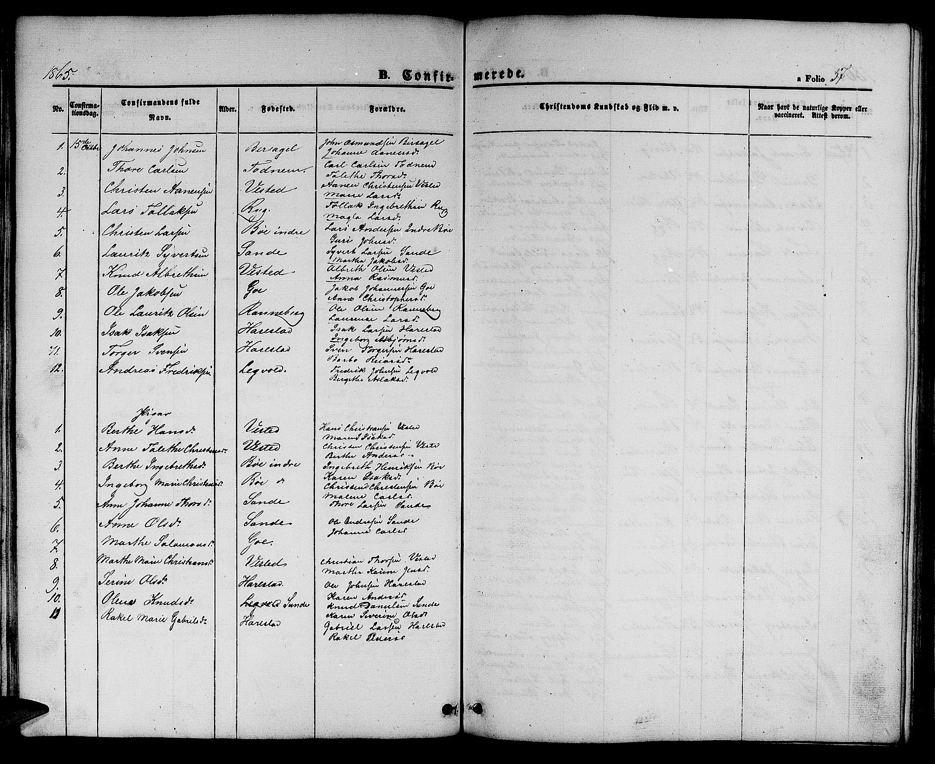 Hetland sokneprestkontor, SAST/A-101826/30/30BB/L0002: Klokkerbok nr. B 2, 1856-1891, s. 57