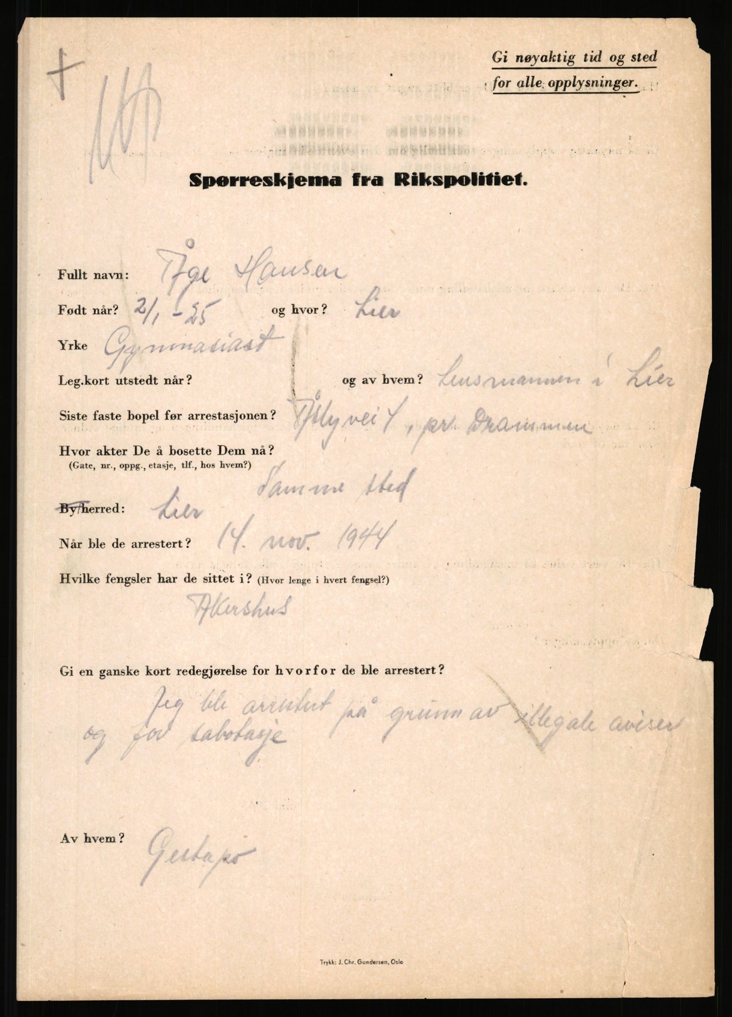 Rikspolitisjefen, AV/RA-S-1560/L/L0006: Hansen, Adolf Boye - Hemstad, Gunnar, 1940-1945, s. 550