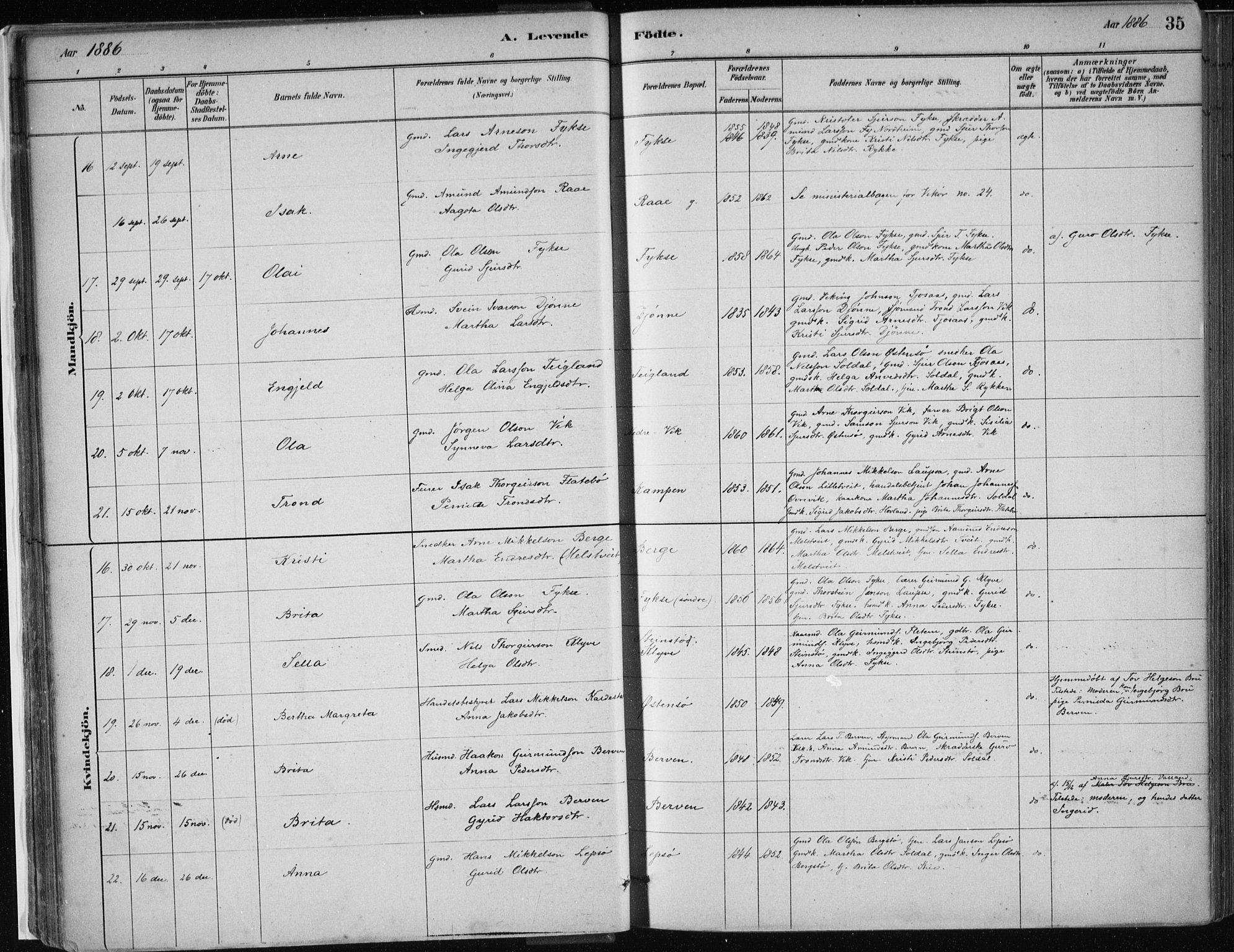 Kvam sokneprestembete, AV/SAB-A-76201/H/Haa: Ministerialbok nr. C  1, 1880-1906, s. 35