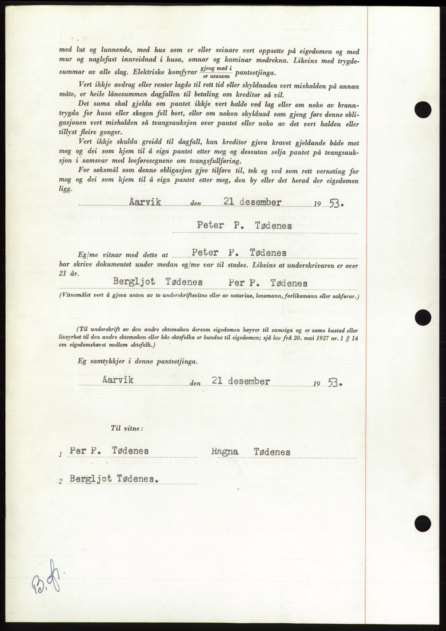 Søre Sunnmøre sorenskriveri, AV/SAT-A-4122/1/2/2C/L0124: Pantebok nr. 12B, 1953-1954, Dagboknr: 3277/1953