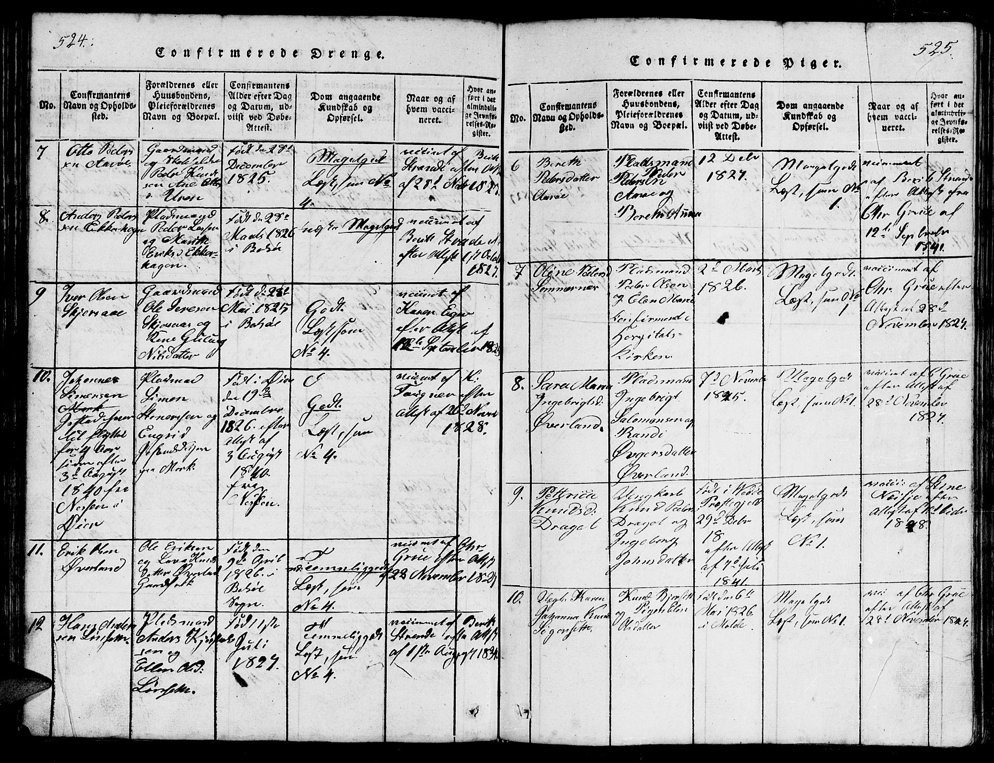 Ministerialprotokoller, klokkerbøker og fødselsregistre - Møre og Romsdal, AV/SAT-A-1454/555/L0665: Klokkerbok nr. 555C01, 1818-1868, s. 524-525