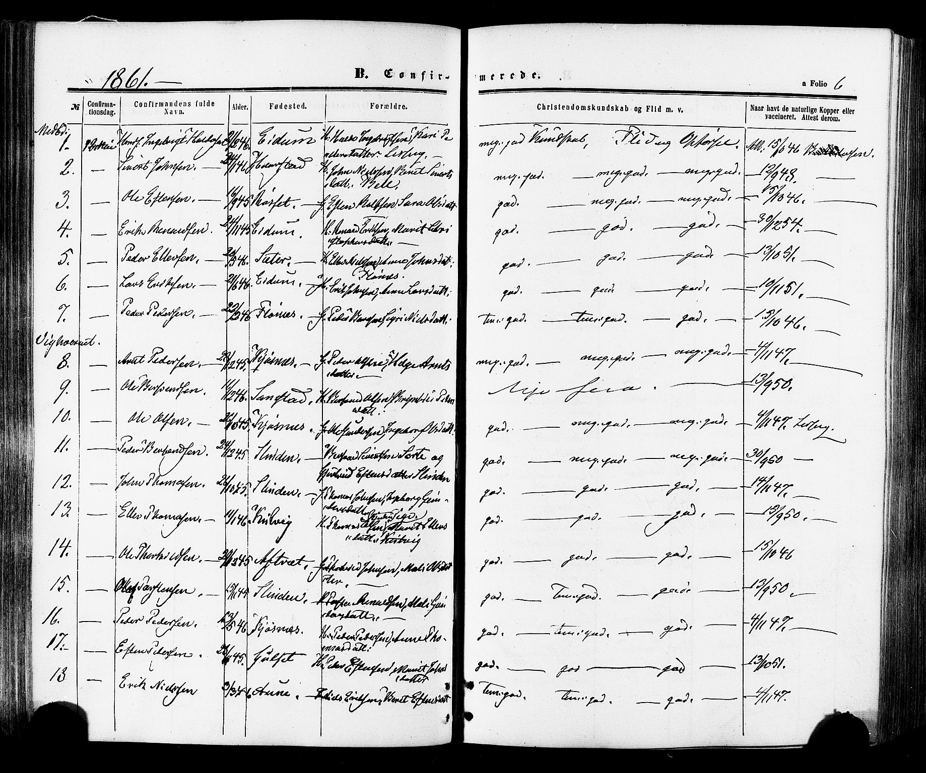 Ministerialprotokoller, klokkerbøker og fødselsregistre - Sør-Trøndelag, SAT/A-1456/695/L1147: Ministerialbok nr. 695A07, 1860-1877, s. 6