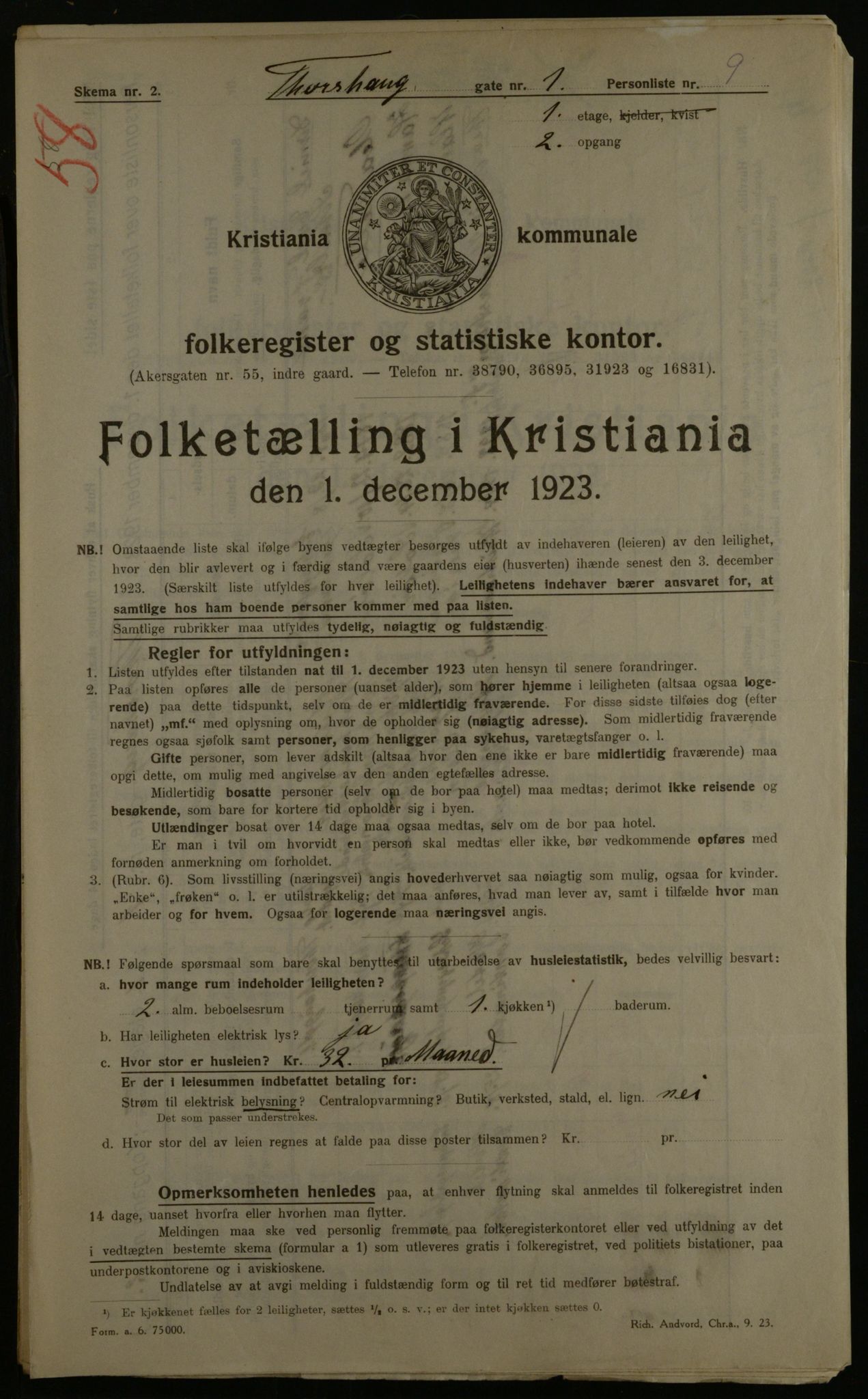 OBA, Kommunal folketelling 1.12.1923 for Kristiania, 1923, s. 126181