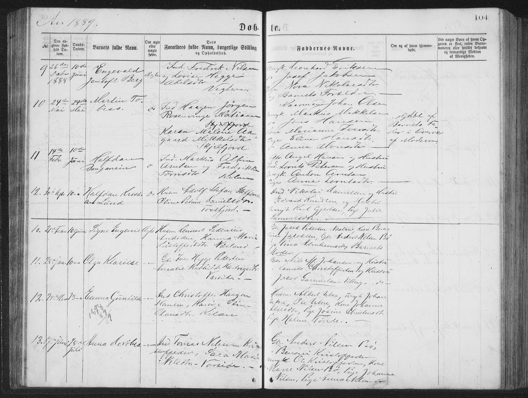 Ministerialprotokoller, klokkerbøker og fødselsregistre - Nordland, AV/SAT-A-1459/885/L1213: Klokkerbok nr. 885C02, 1874-1892, s. 104
