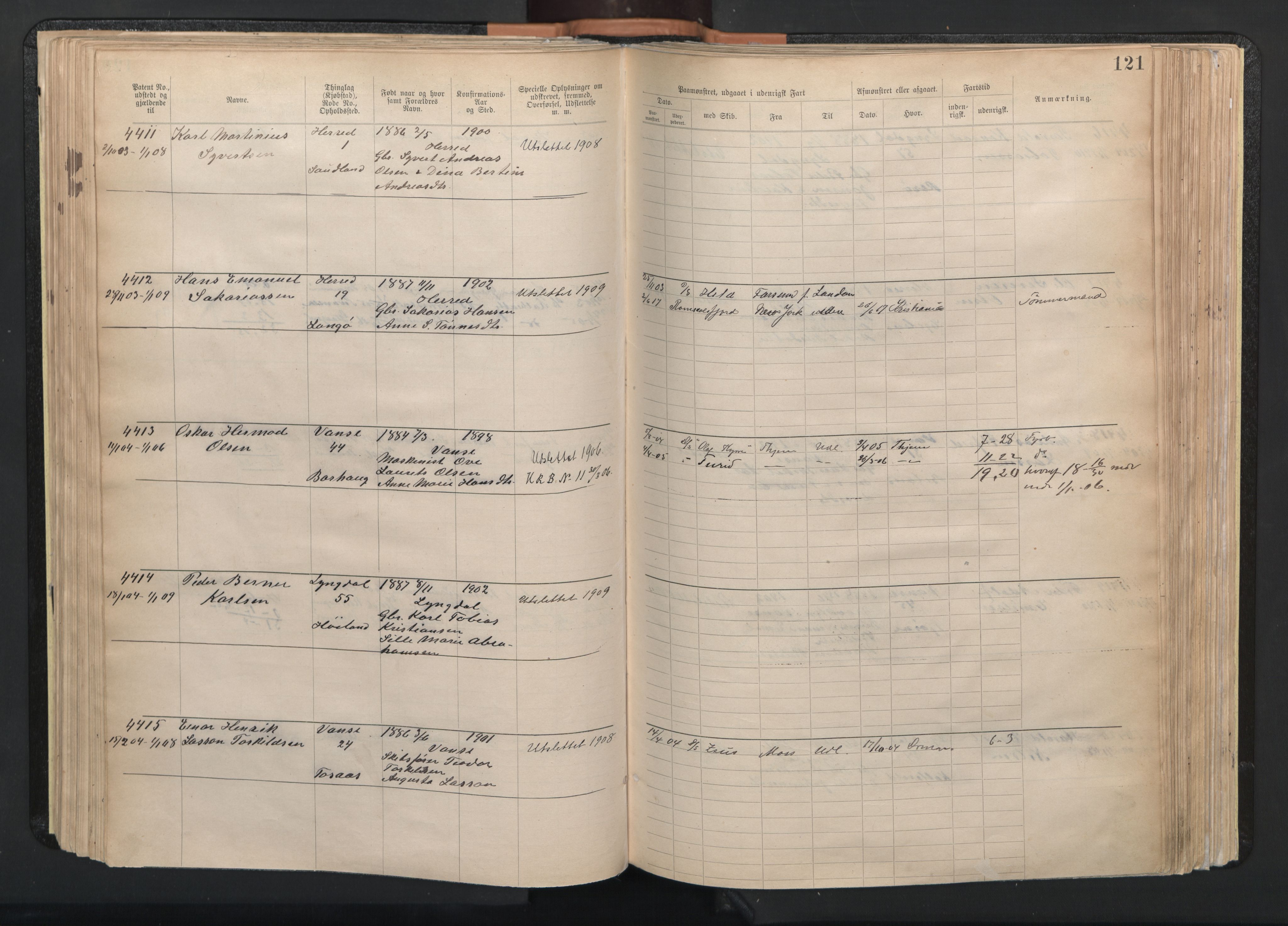 Farsund mønstringskrets, AV/SAK-2031-0017/F/Fa/L0003: Annotasjonsrulle nr 3816-5304 med register, M-3, 1894-1948, s. 152