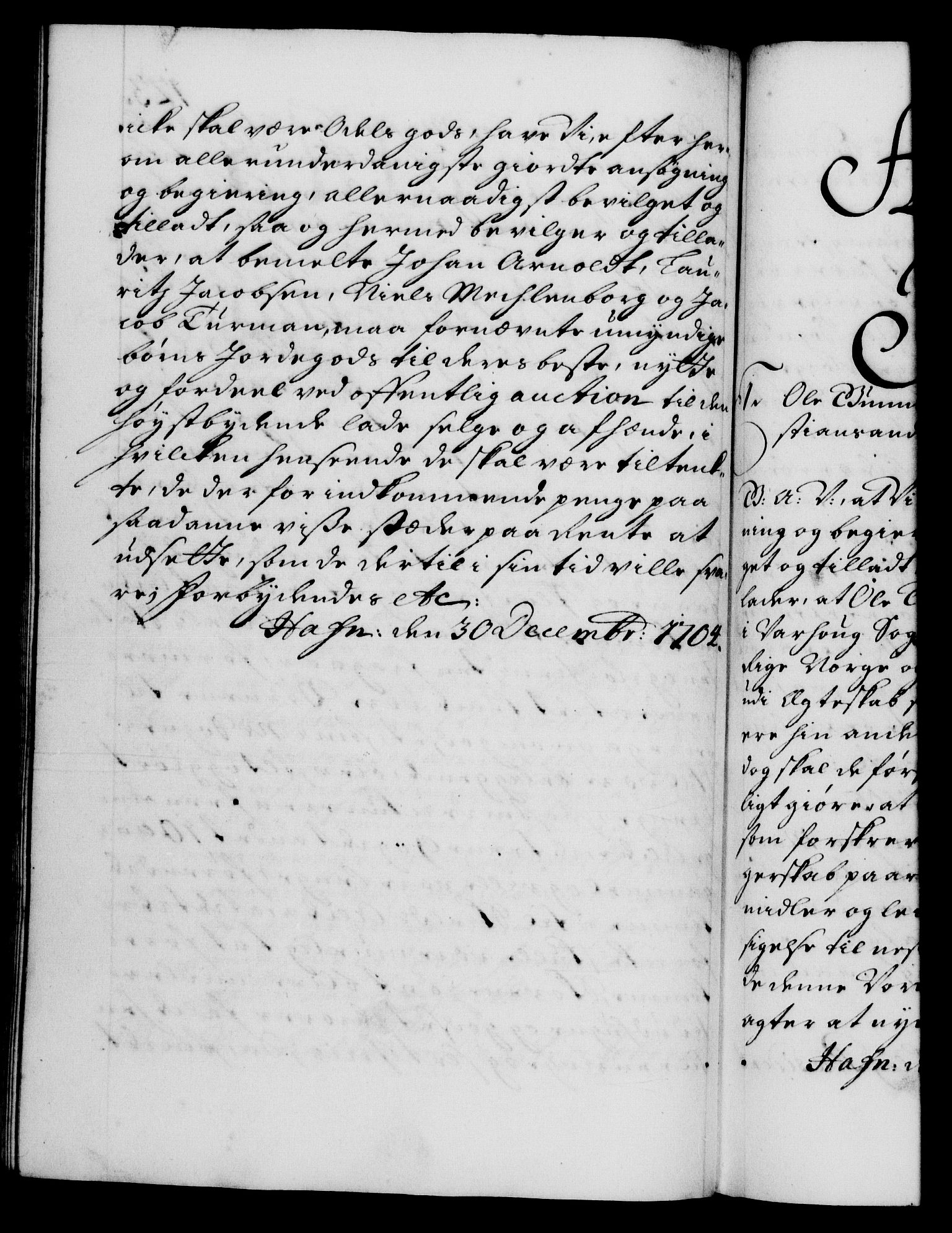 Danske Kanselli 1572-1799, RA/EA-3023/F/Fc/Fca/Fcaa/L0019: Norske registre, 1704-1707, s. 123b