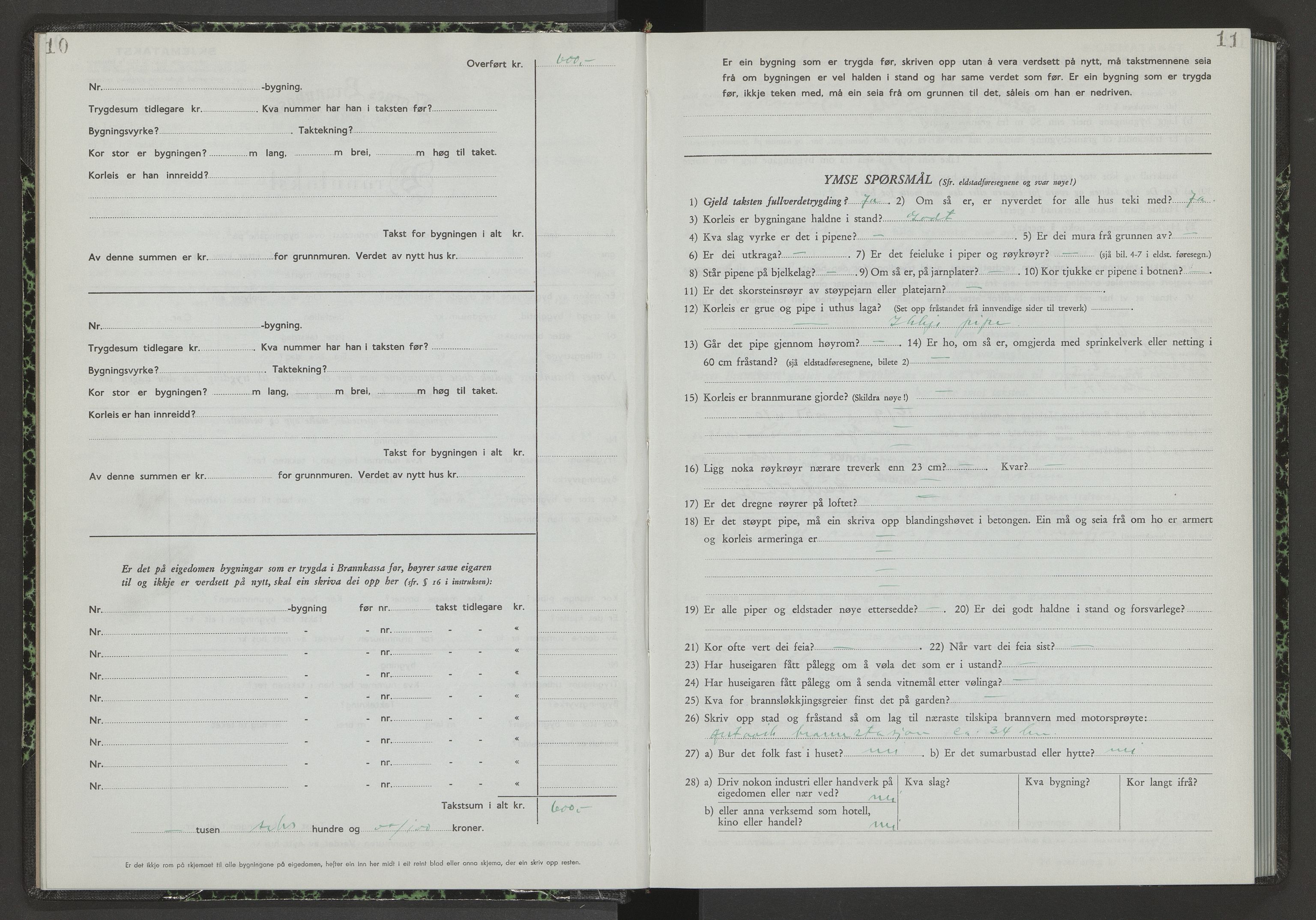 Norges Brannkasse Ørsta, AV/SAT-A-5489/F/Fb/L0003: Branntakstprotokoll, 1951-1955