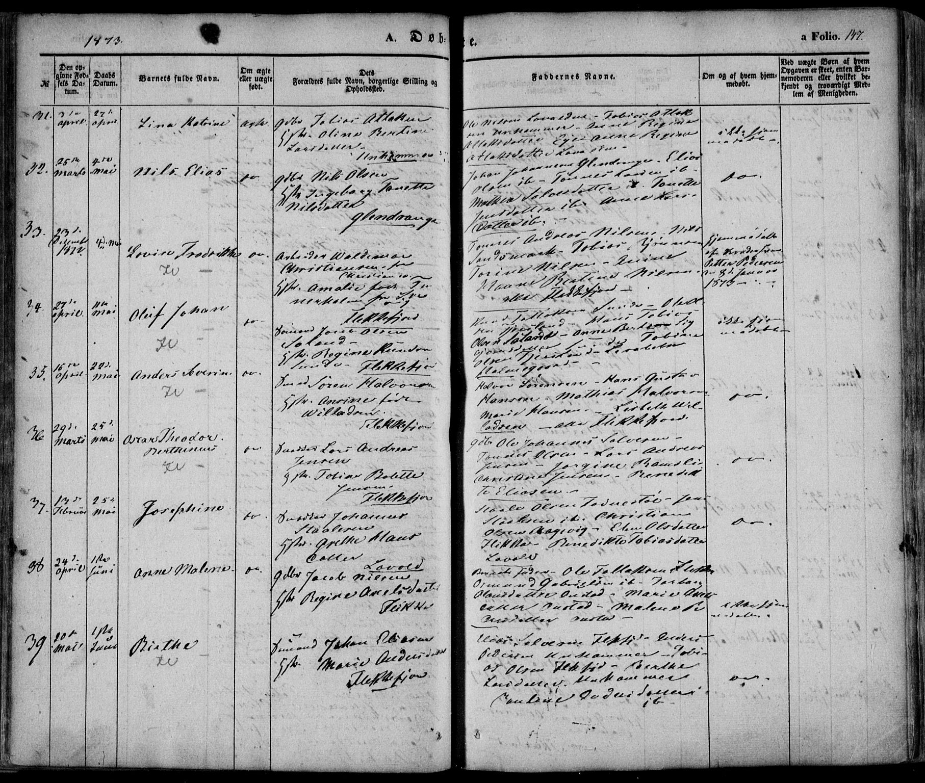 Flekkefjord sokneprestkontor, AV/SAK-1111-0012/F/Fa/Fac/L0005: Ministerialbok nr. A 5, 1849-1875, s. 147