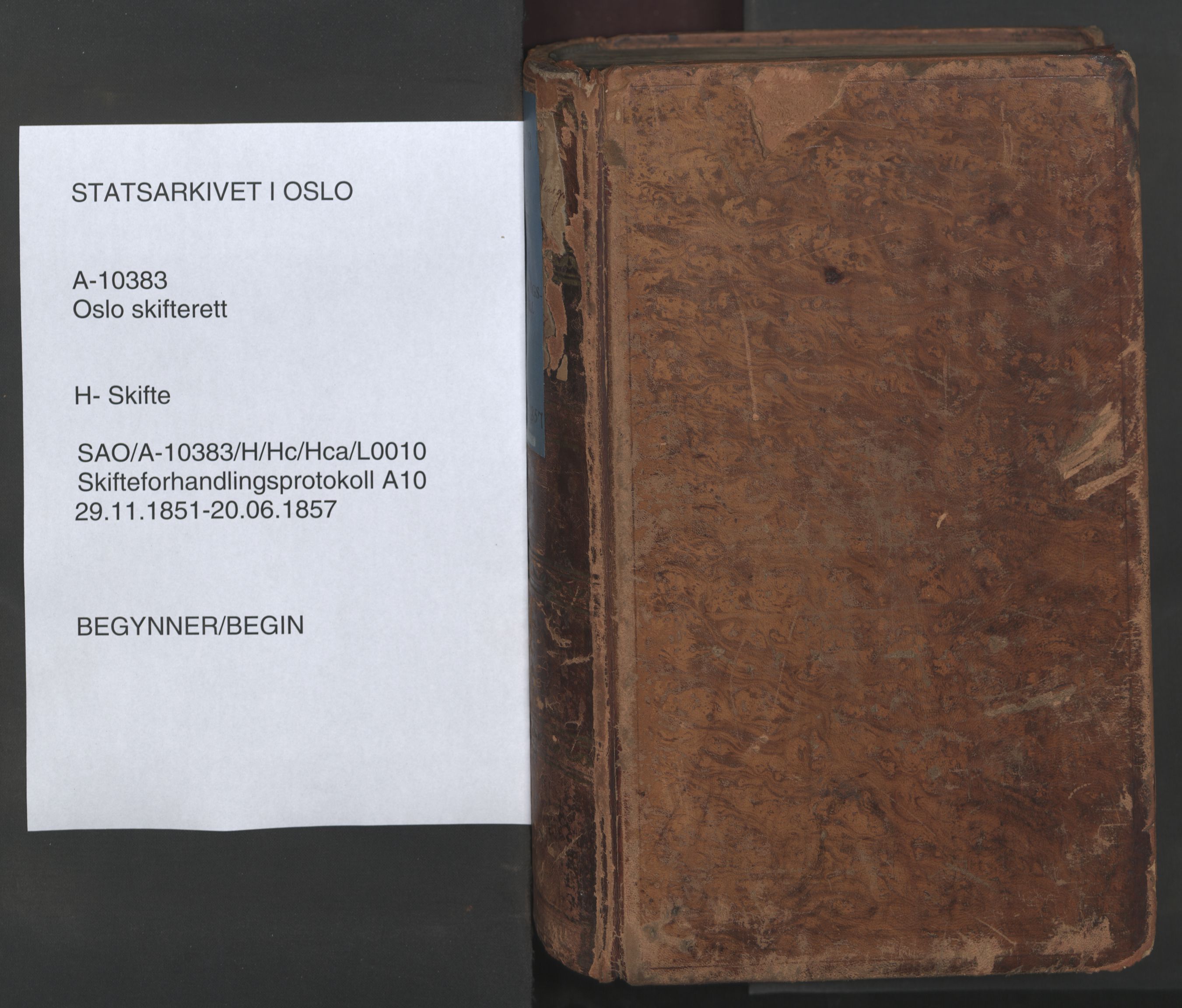 Oslo skifterett, AV/SAO-A-10383/H/Hc/Hca/L0010: Skifteforhandlingsprotokoll, 1851-1857
