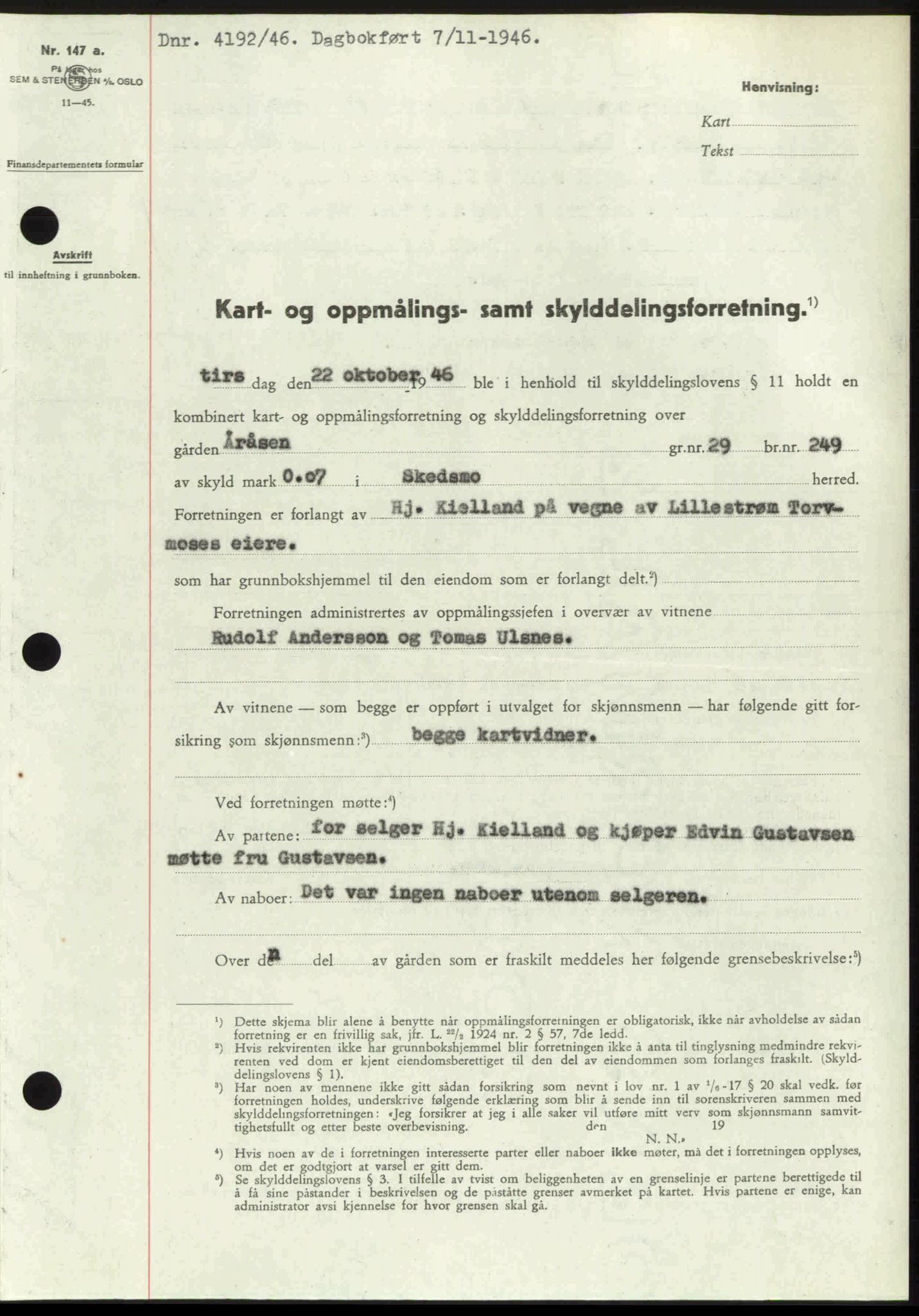 Nedre Romerike sorenskriveri, AV/SAO-A-10469/G/Gb/Gbd/L0017: Pantebok nr. 17, 1946-1946, Dagboknr: 4192/1946