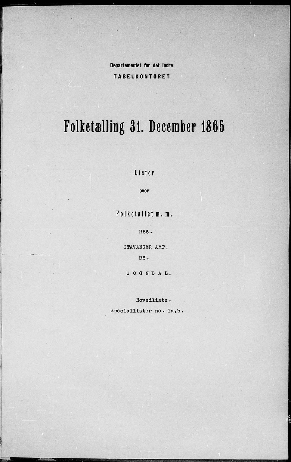 RA, Folketelling 1865 for 1111P Sokndal prestegjeld, 1865, s. 135