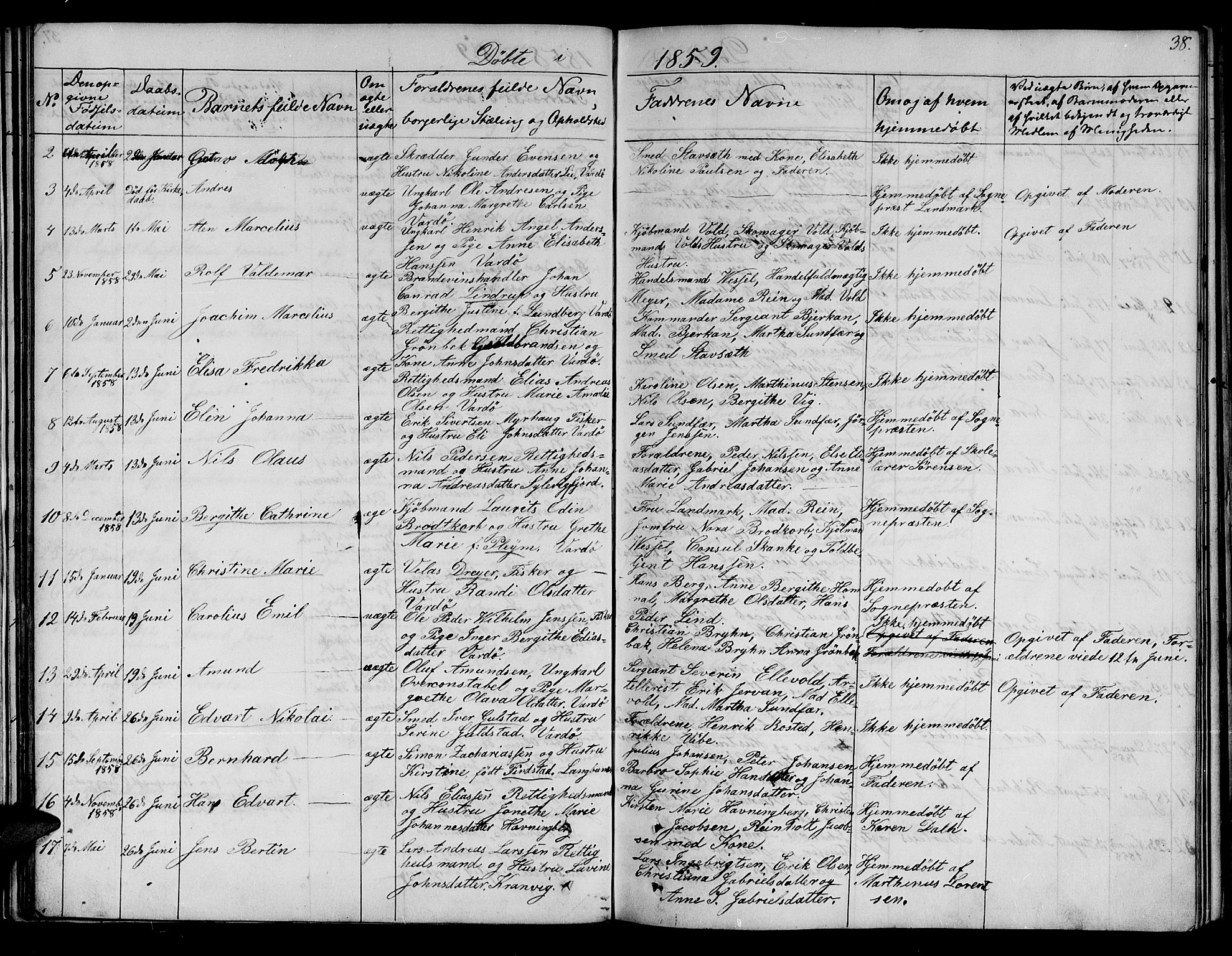 Vardø sokneprestkontor, AV/SATØ-S-1332/H/Hb/L0001klokker: Klokkerbok nr. 1, 1844-1861, s. 38