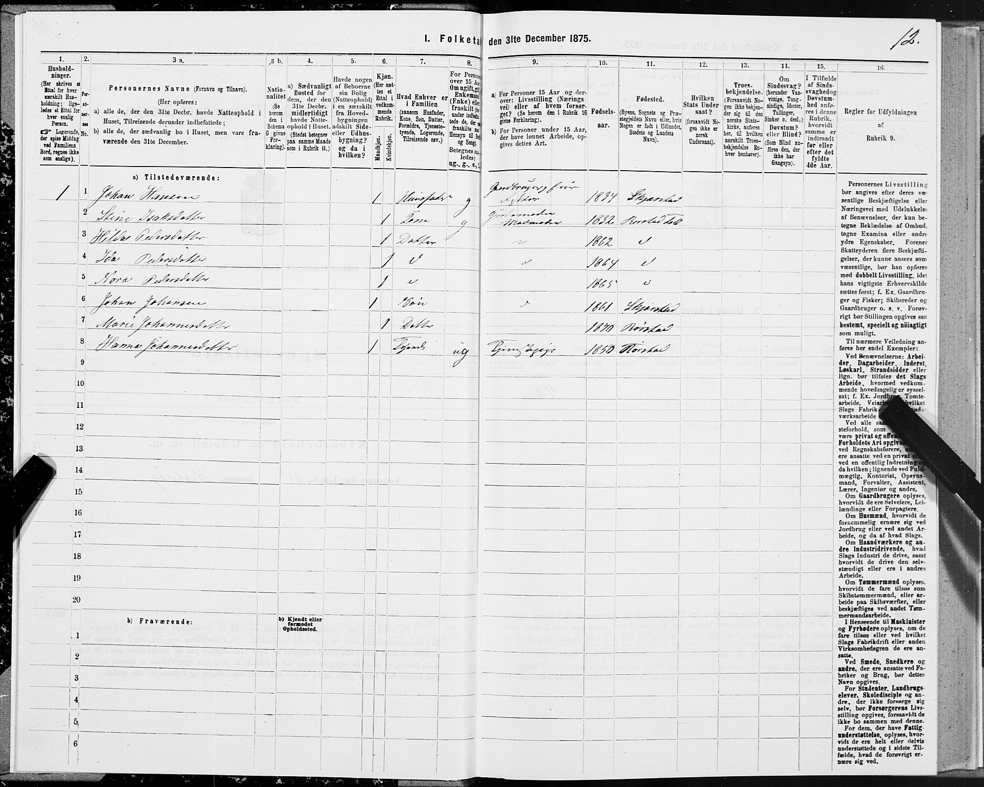 SAT, Folketelling 1875 for 1845P Folda prestegjeld, 1875, s. 2012