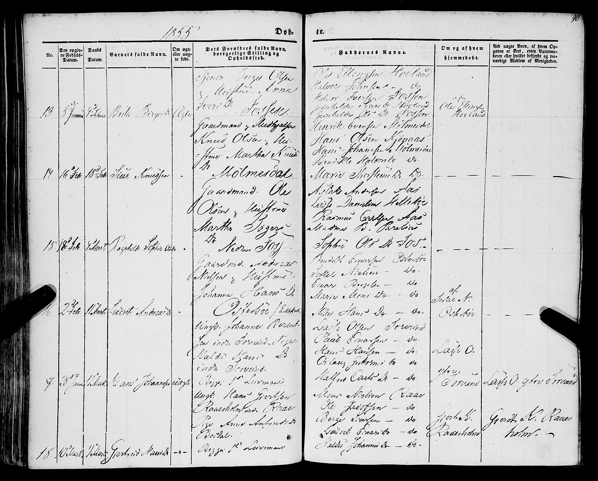 Lavik sokneprestembete, AV/SAB-A-80901: Ministerialbok nr. A 3, 1843-1863, s. 90