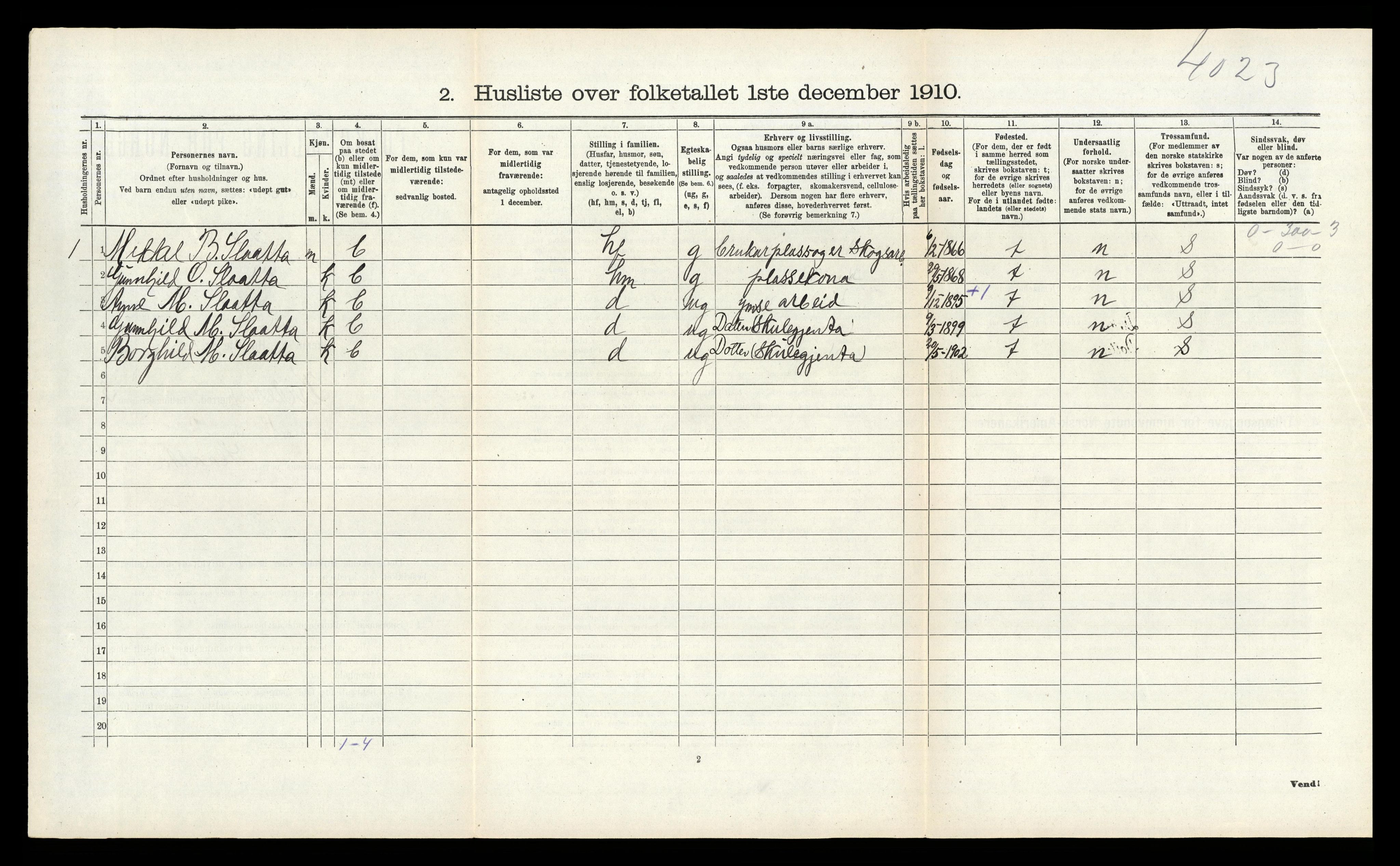 RA, Folketelling 1910 for 0829 Kviteseid herred, 1910, s. 325