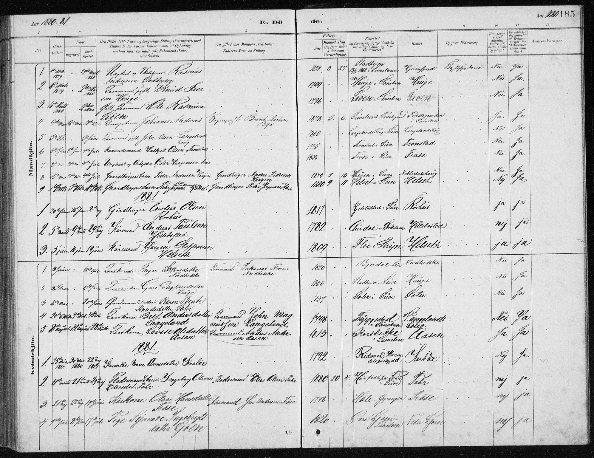 Ministerialprotokoller, klokkerbøker og fødselsregistre - Møre og Romsdal, SAT/A-1454/517/L0230: Klokkerbok nr. 517C03, 1879-1912, s. 185